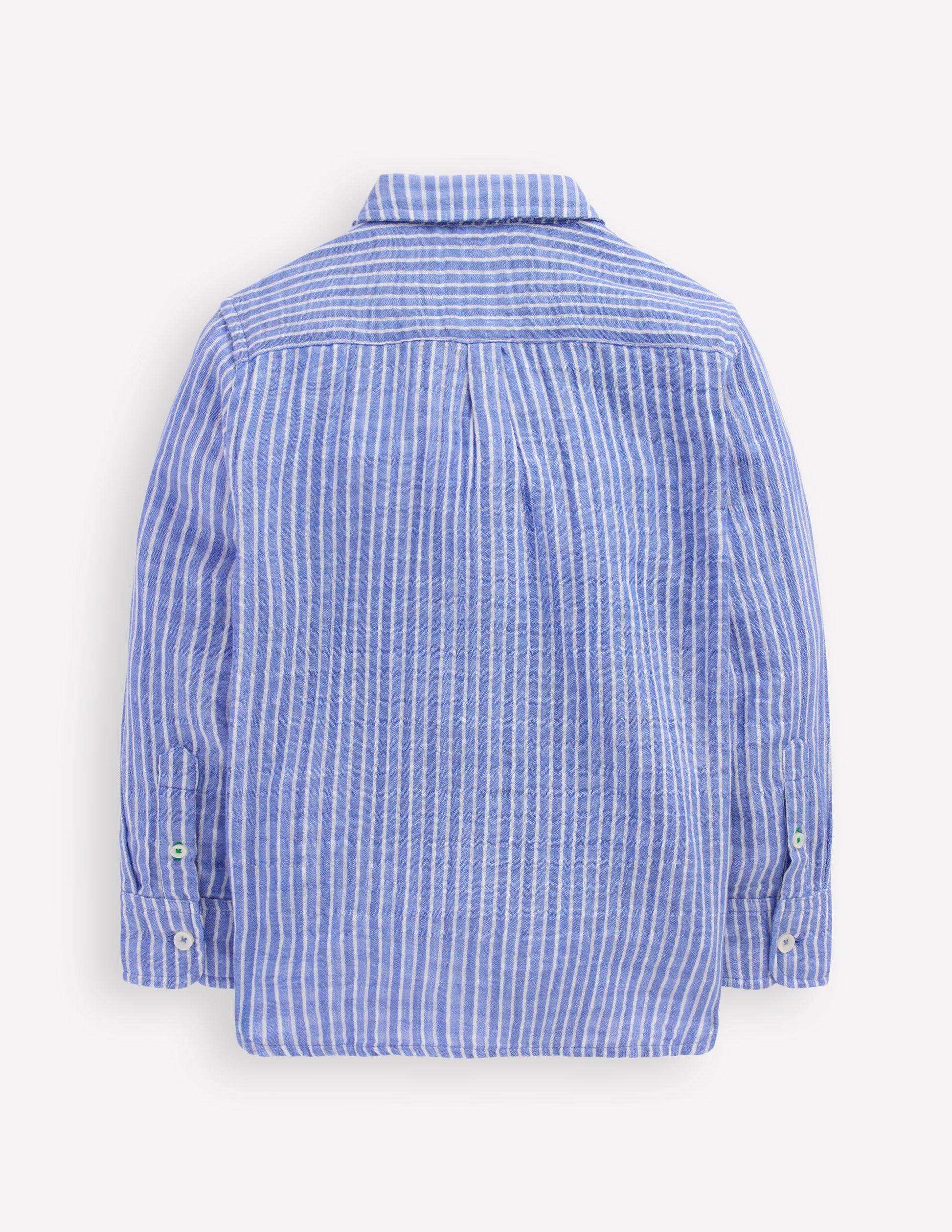 Double Cloth long Sleeve Shirt-Blue Stripe and Gingham-2