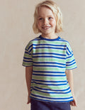 Textured Striped T-shirt-Soft Ivory / Blue / Green