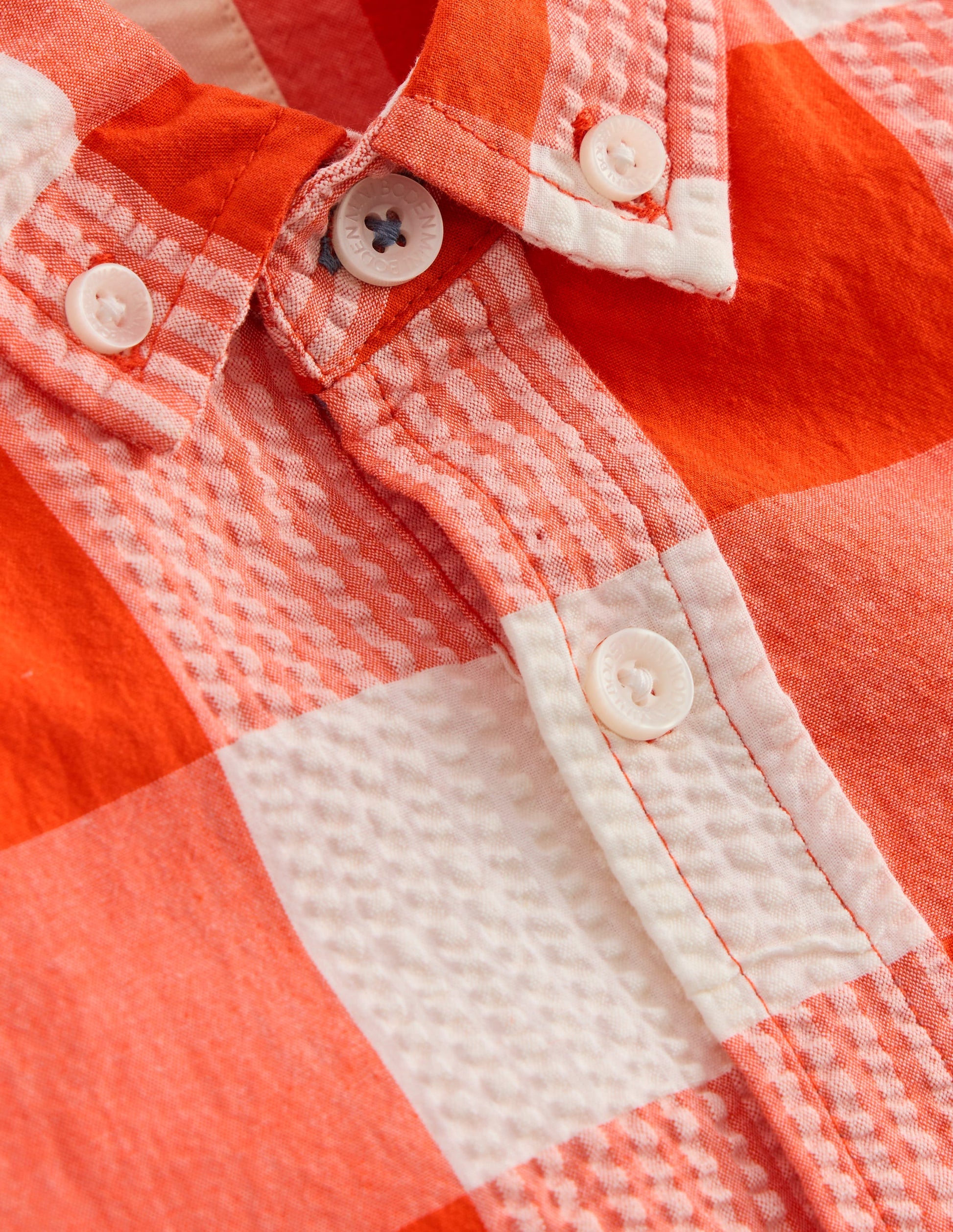 Cotton Gingham Shirt-Orange Seersucker-3