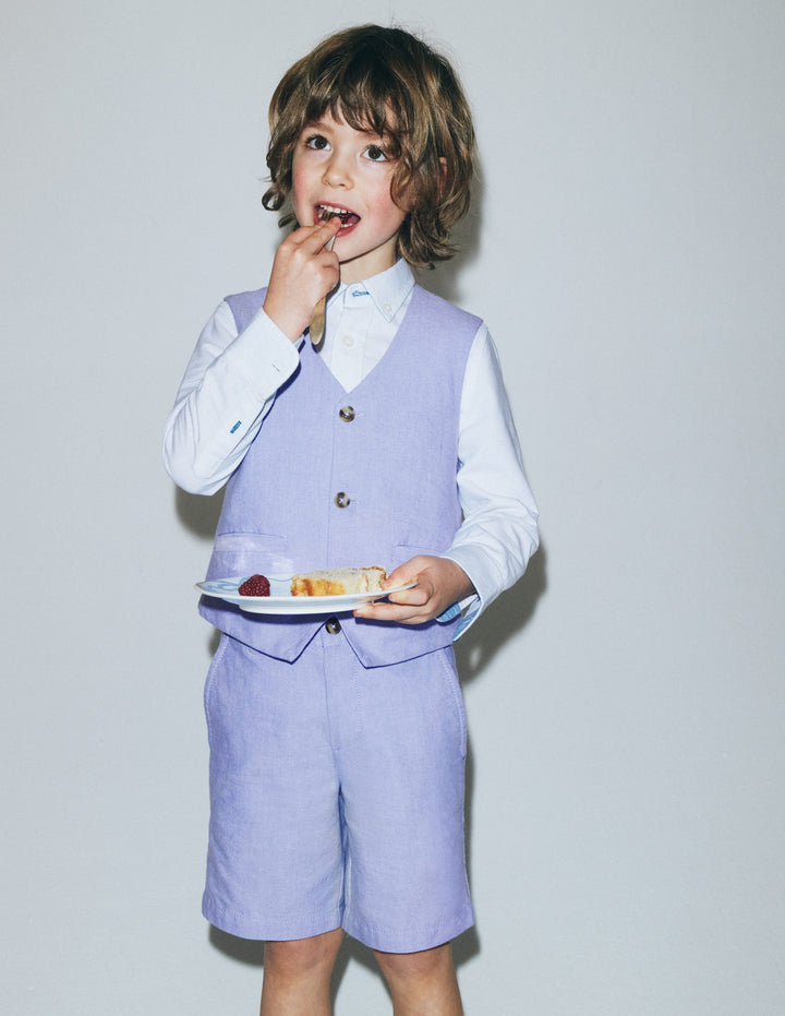 Cotton Oxford Waistcoat-Blue Oxford
