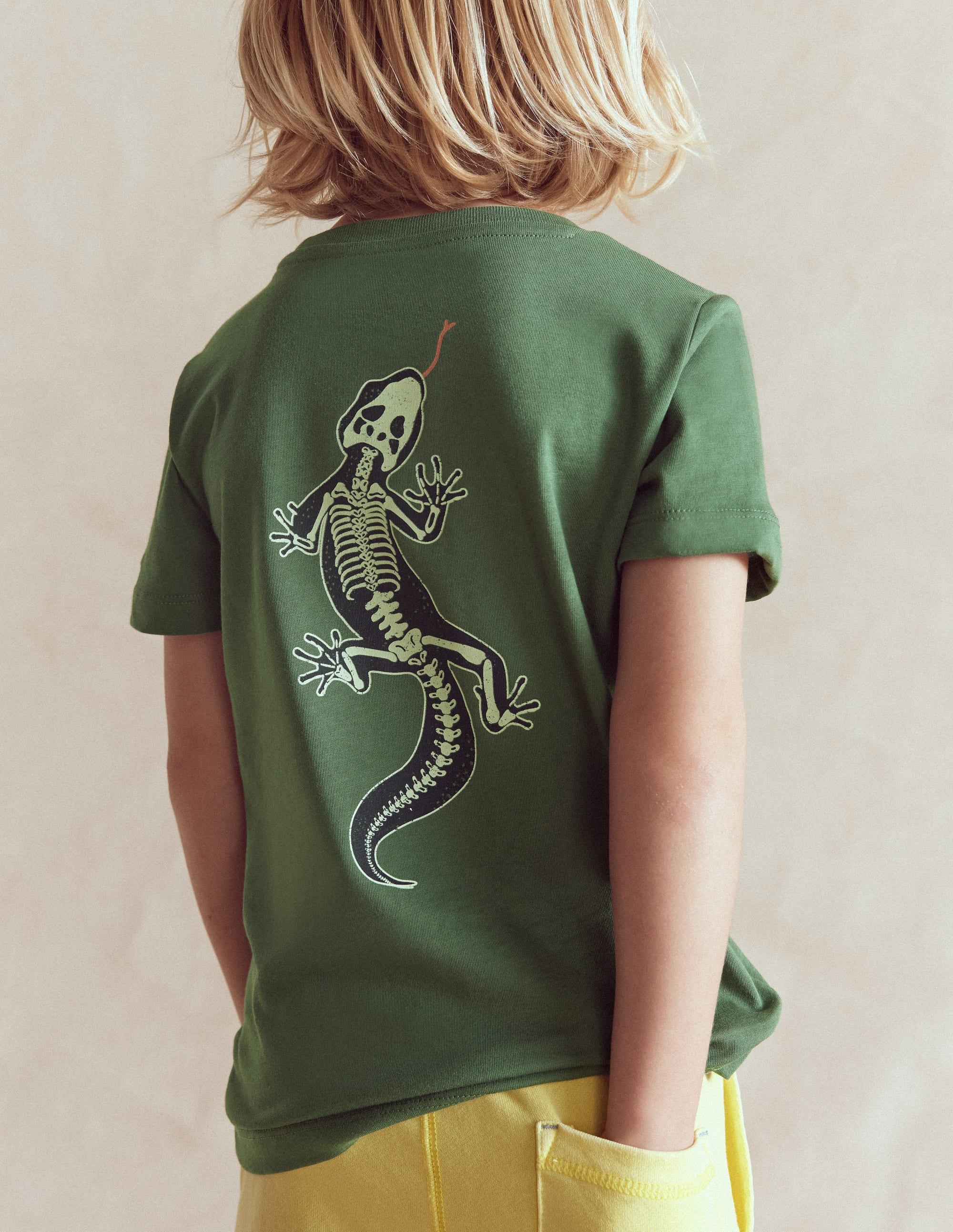 Front and Back Glow T-shirt-Bottle Green, Lizard X-Rray - Image 2