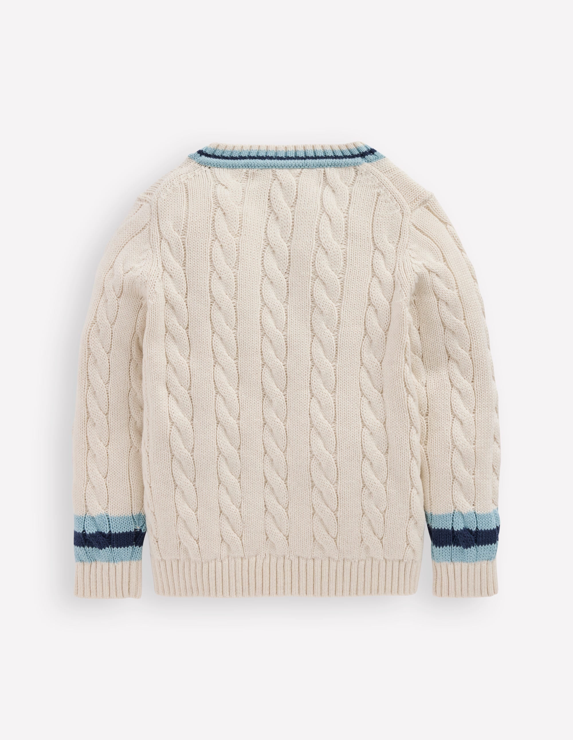 V-neck Cable Jumper-Ivory - Image 4