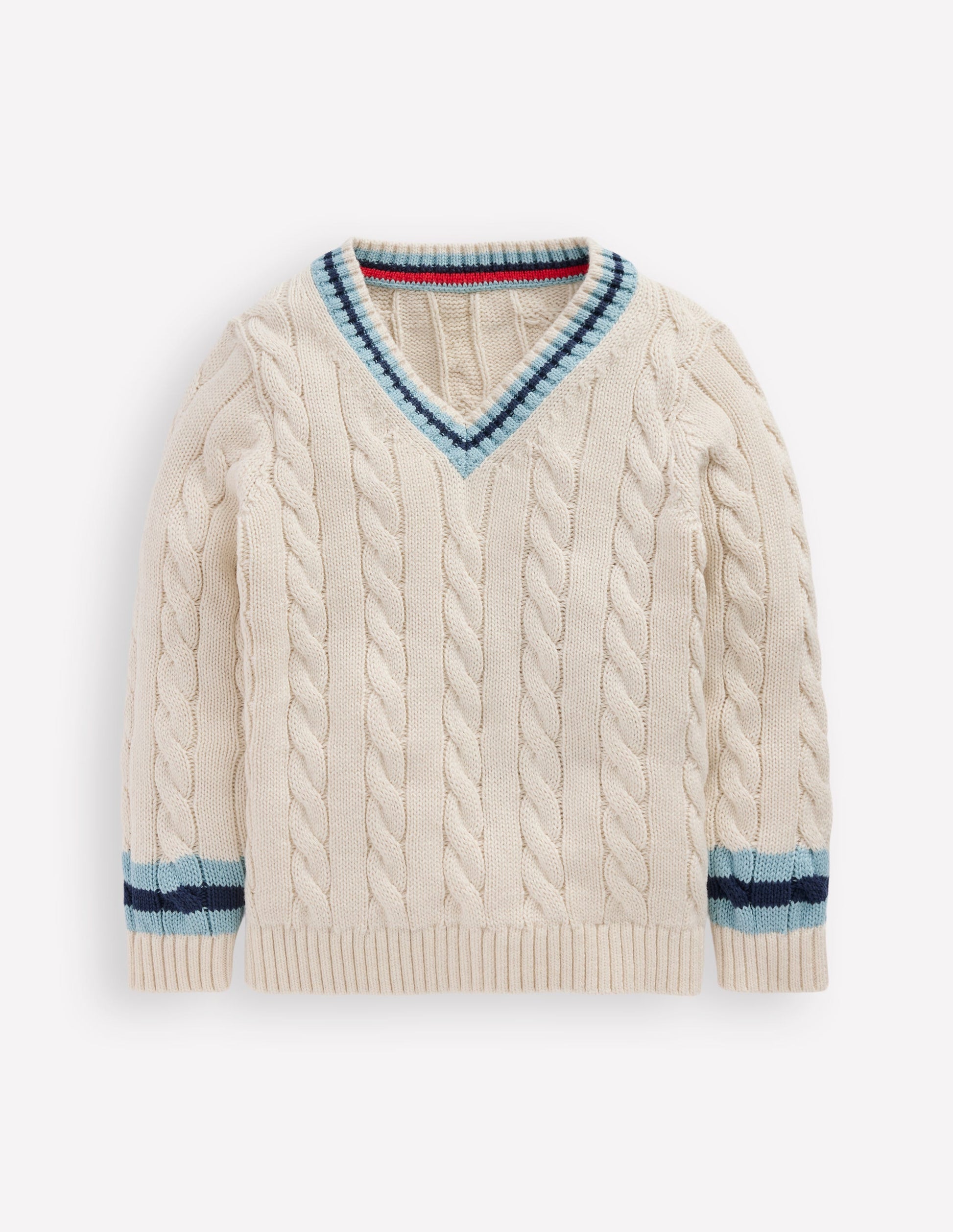 V-neck Cable Jumper-Ivory-2