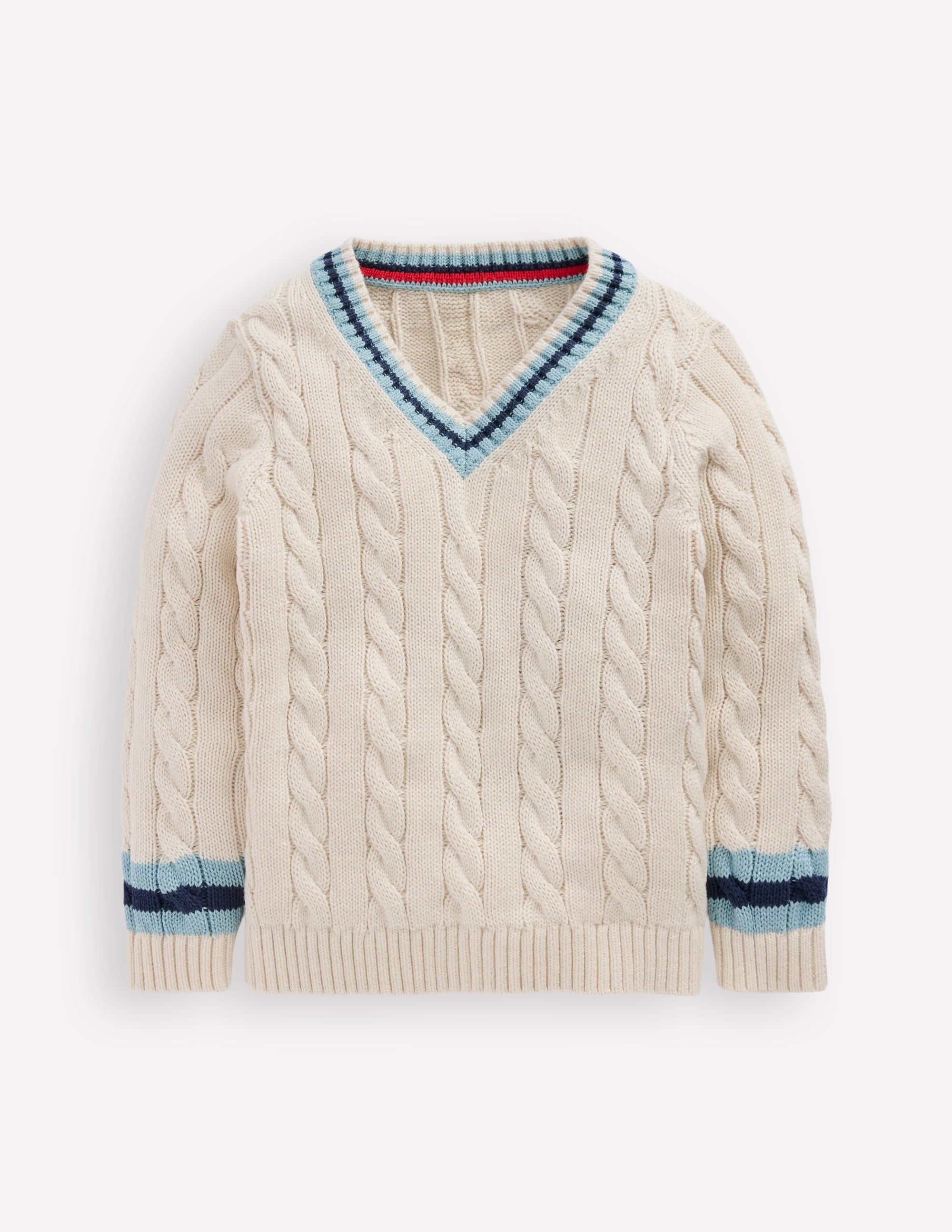 V-neck Cable Jumper-Ivory - Image 3