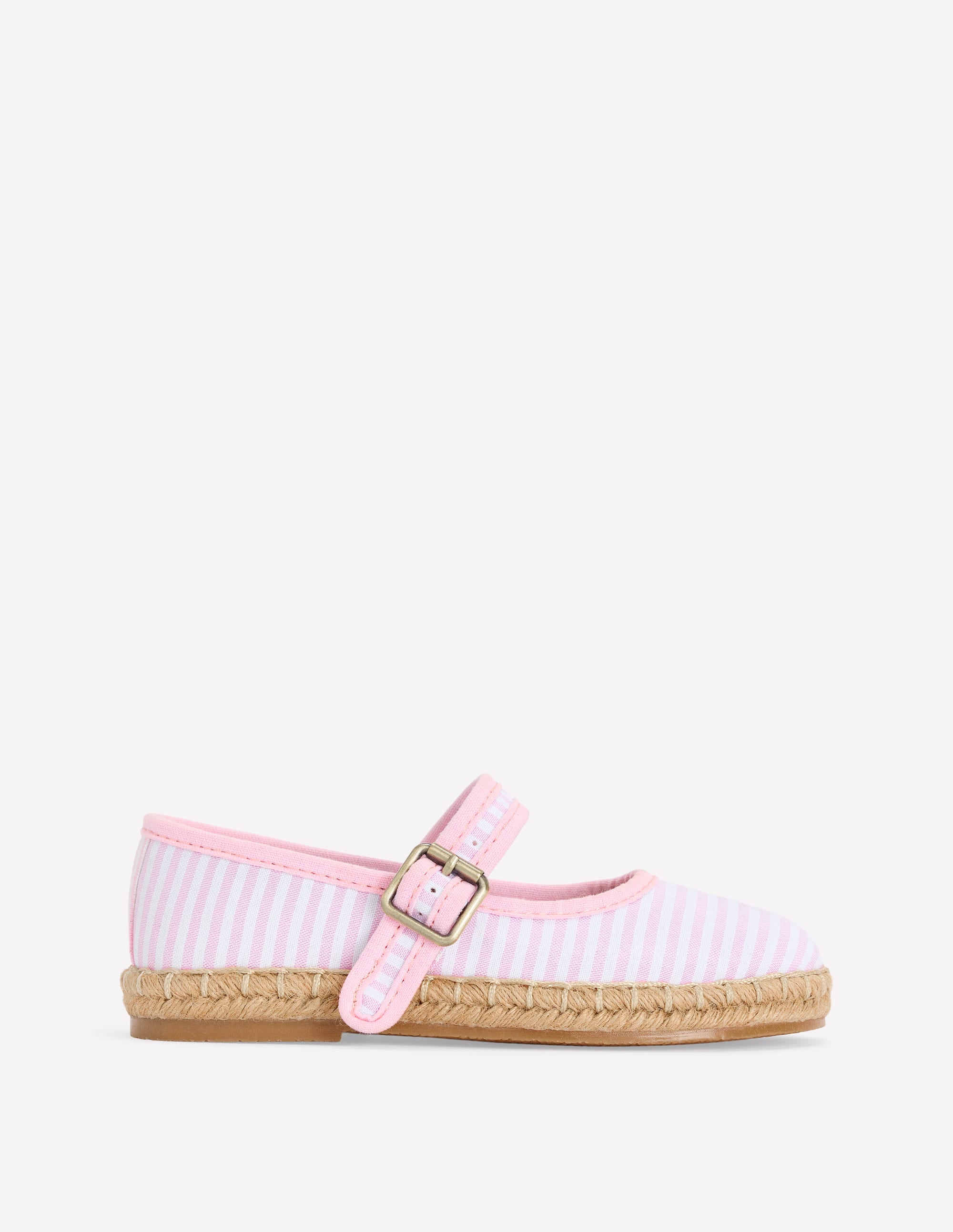 Espadrille Mary Janes-Sea Pink Ticking stripe - Image 1