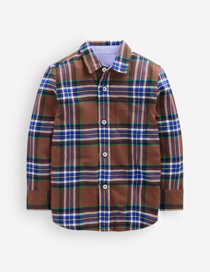 Cosy Cotton Check Shirt-Brown Check