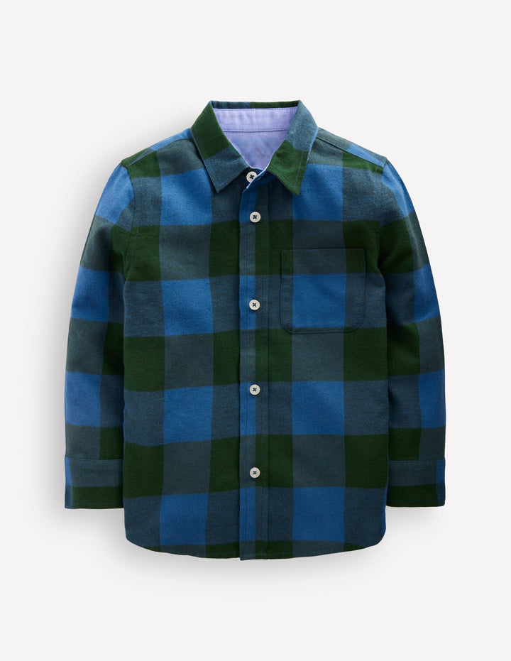 Cosy Cotton Check Shirt-Teal and Green Check