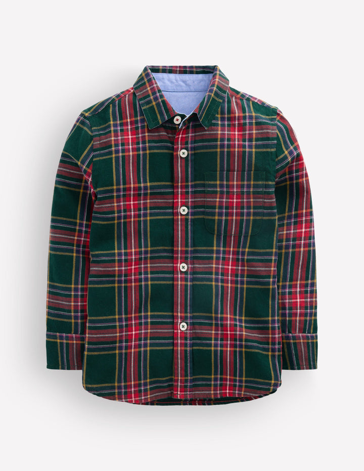 Cosy Cotton Check Shirt-Dark Green Check