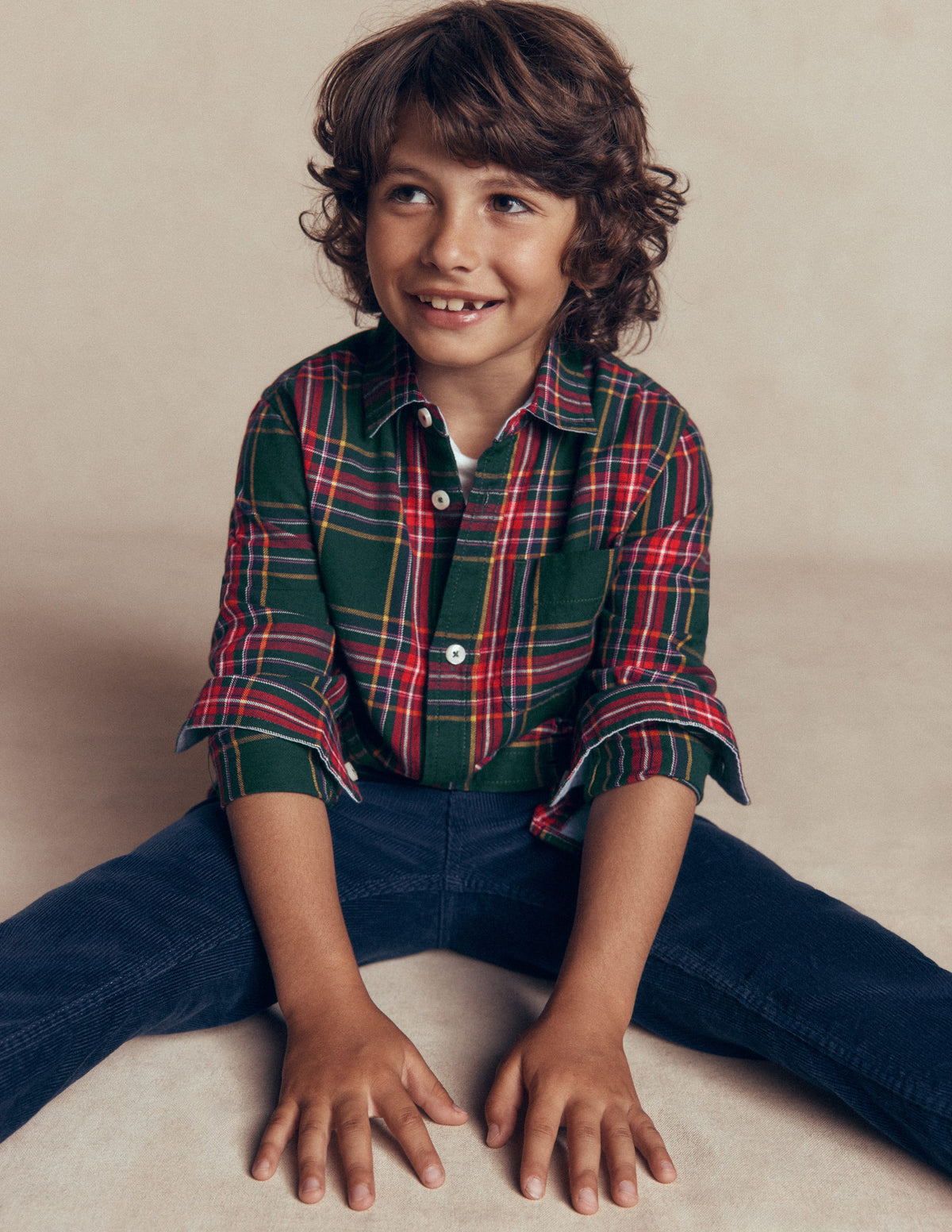 Cosy Cotton Check Shirt-Dark Green Check-2