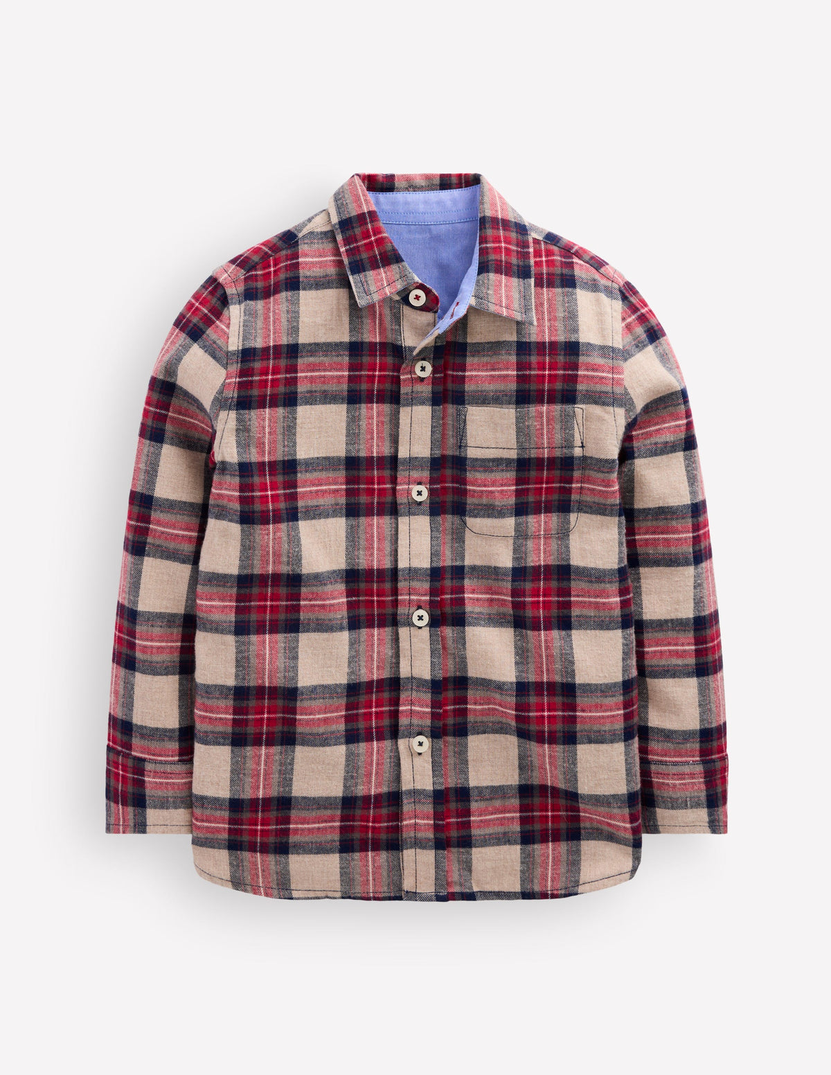 Cosy Cotton Check Shirt-Oat, Navy & Red Check - Image 2