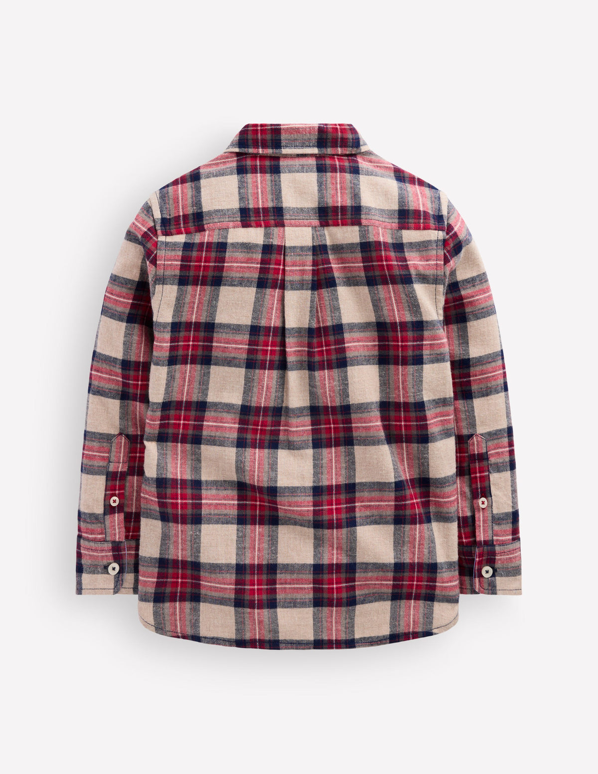 Cosy Cotton Check Shirt-Oat, Navy & Red Check - Image 3