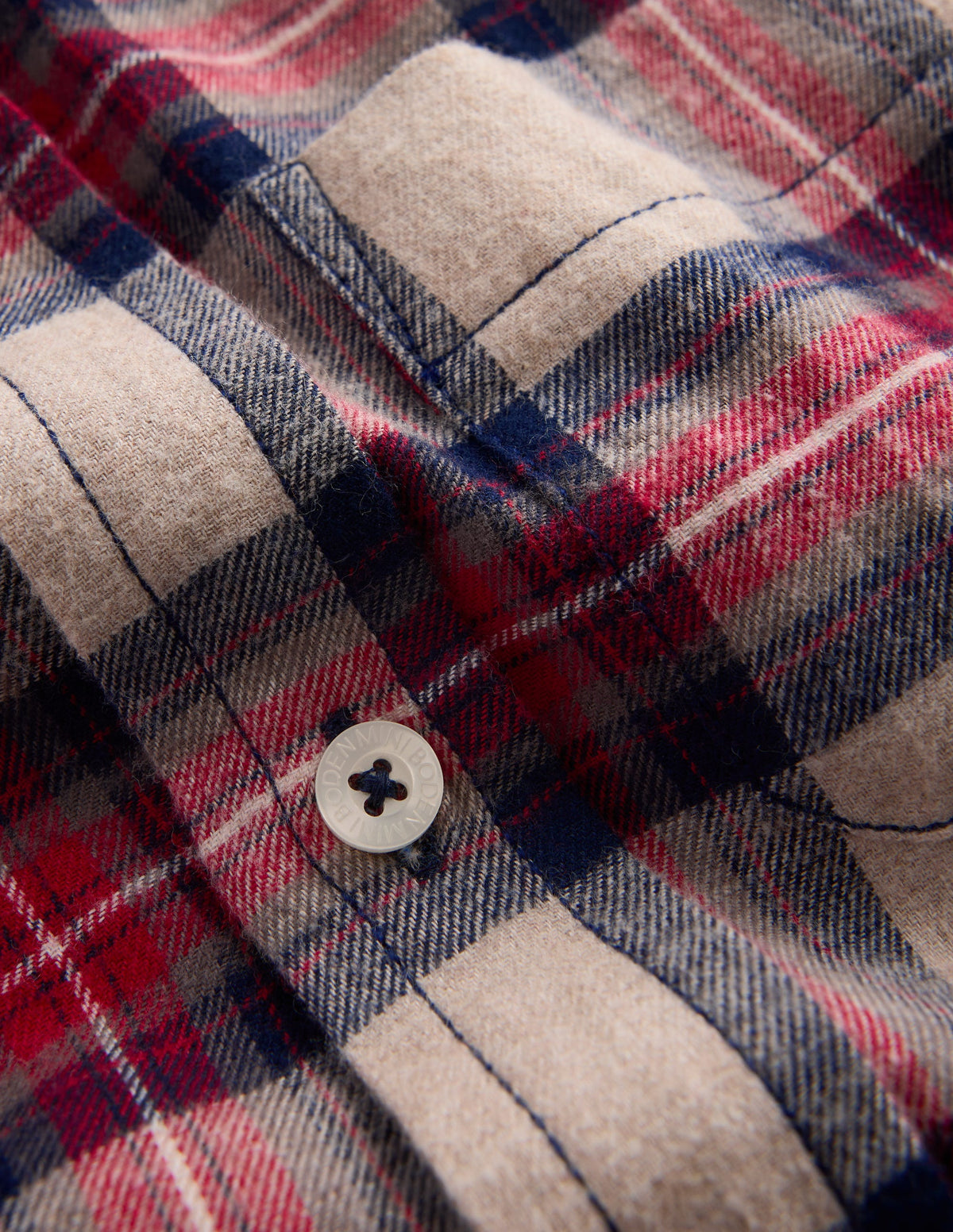 Cosy Cotton Check Shirt-Oat, Navy & Red Check - Image 4
