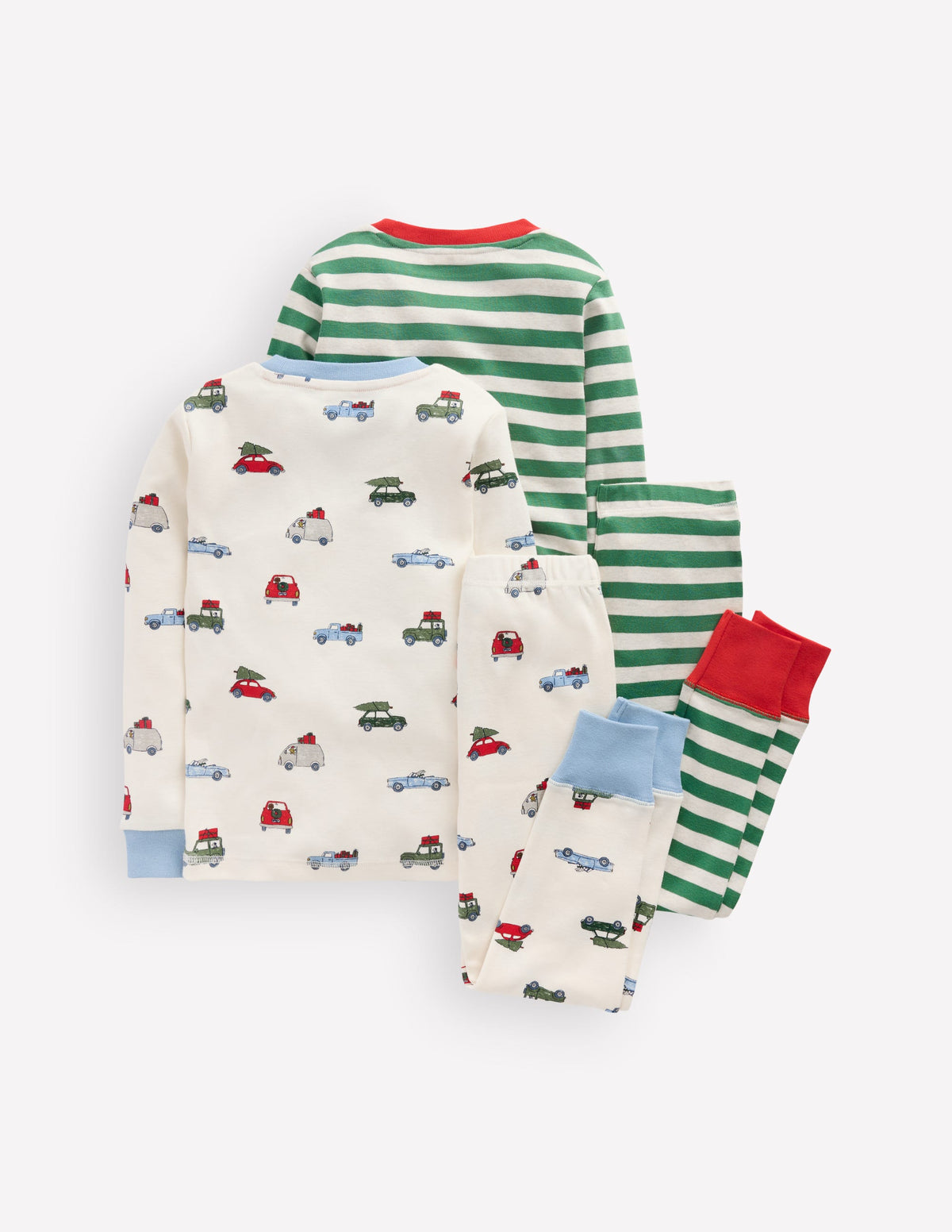 Snug Twin Pack Pyjamas-Festive Cars-2