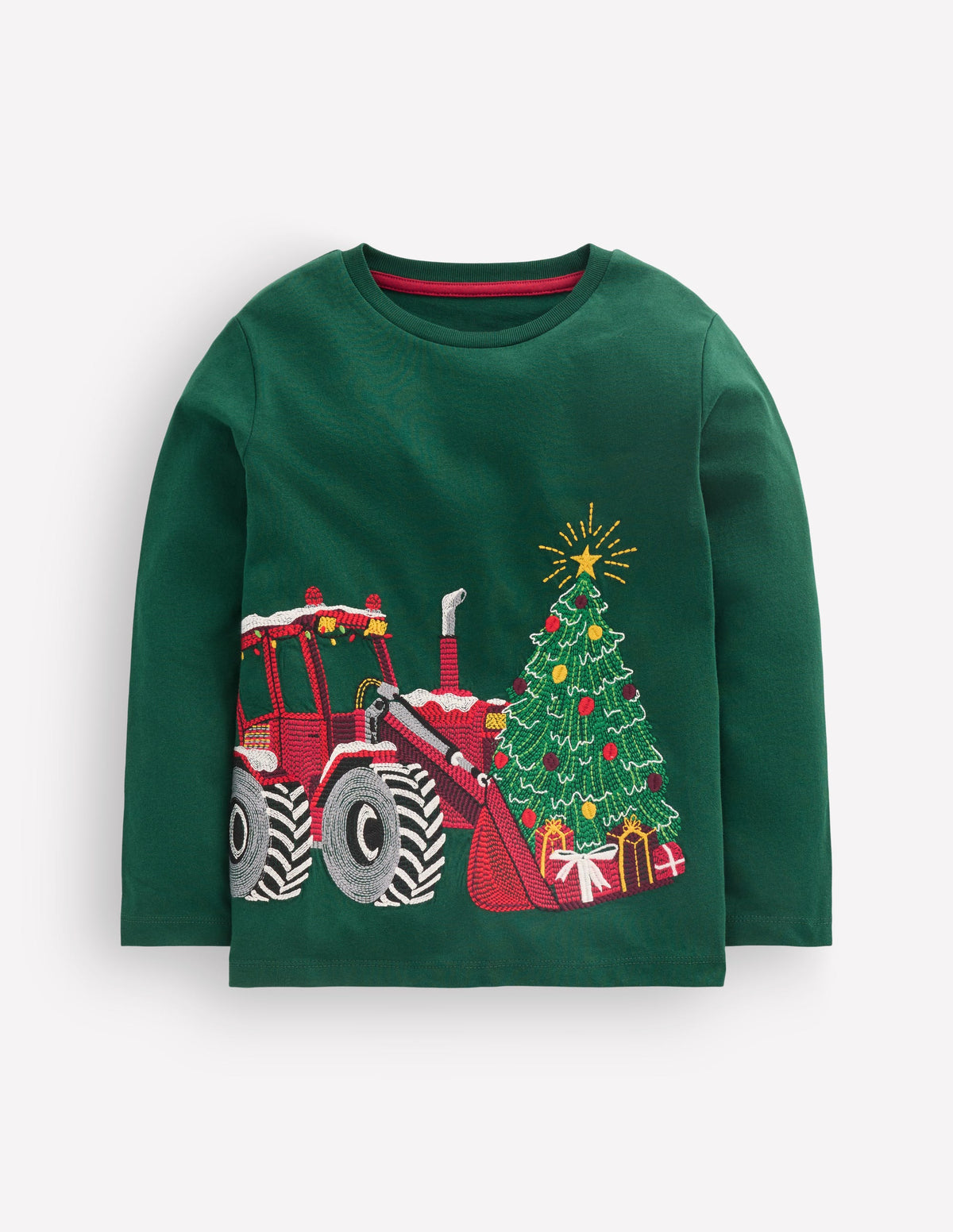 Longsleeve Superstitch T-shirt-Emerald Christmas Tractor-1