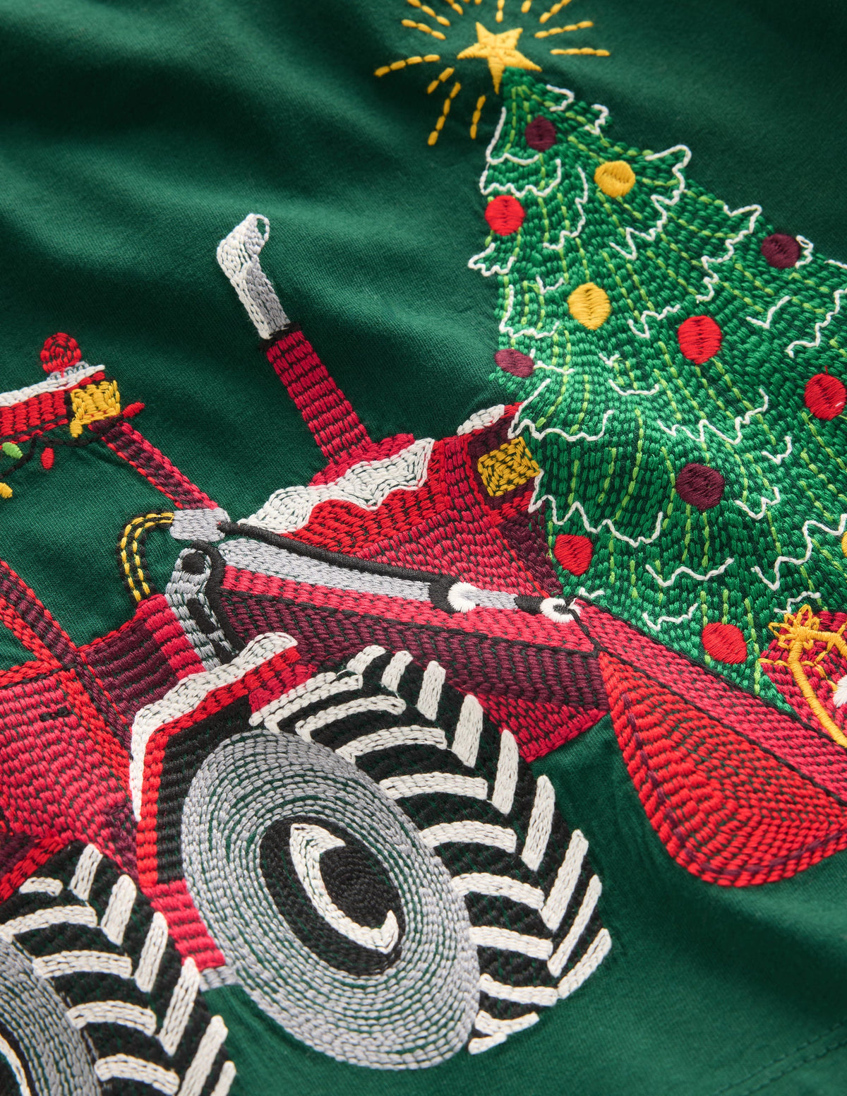 Longsleeve Superstitch T-shirt-Emerald Christmas Tractor - Image 3