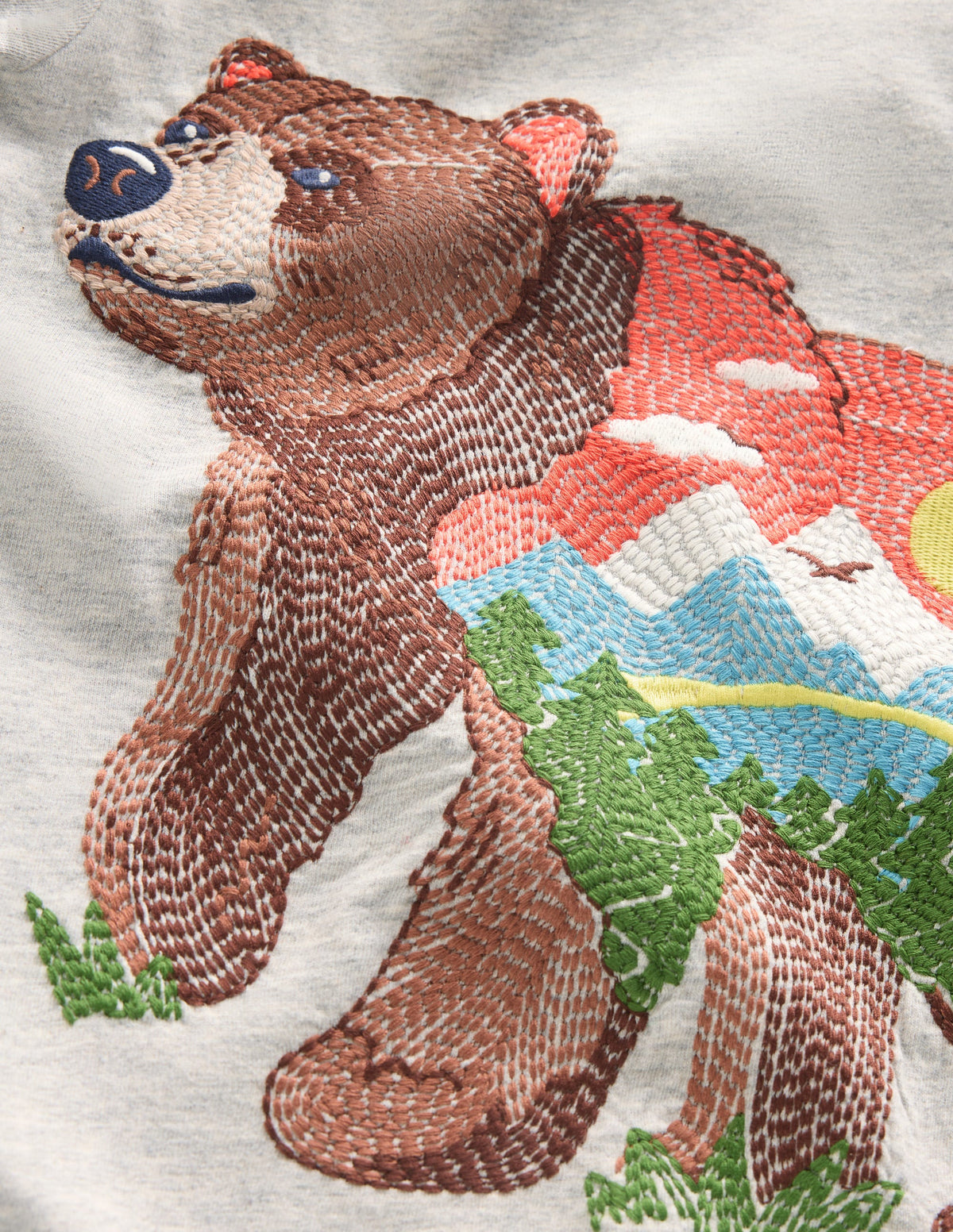 Longsleeve Superstitch T-shirt-Grey Marl Scenic Bear-3