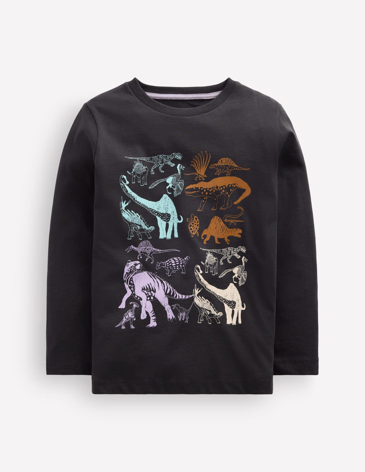 Long Sleeve Printed T-shirt-Shadow Grey Dinos - Image 1