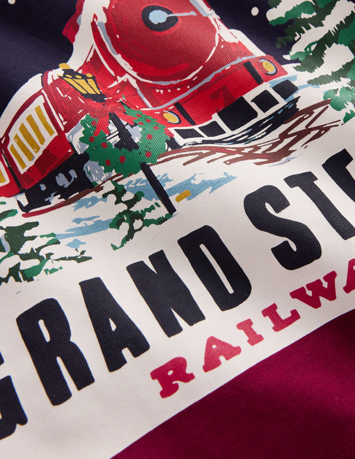 Long Sleeve Printed T-shirt-Red Steam Train-4