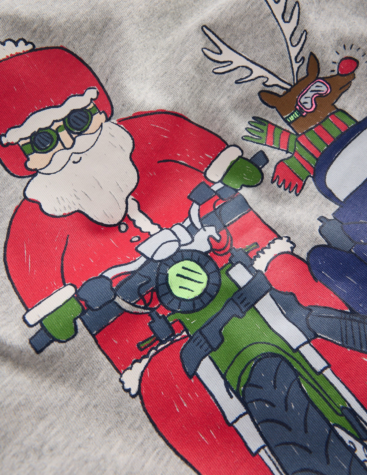 Front & Back T-shirt-Grey Marl, Motorbike Santa-3