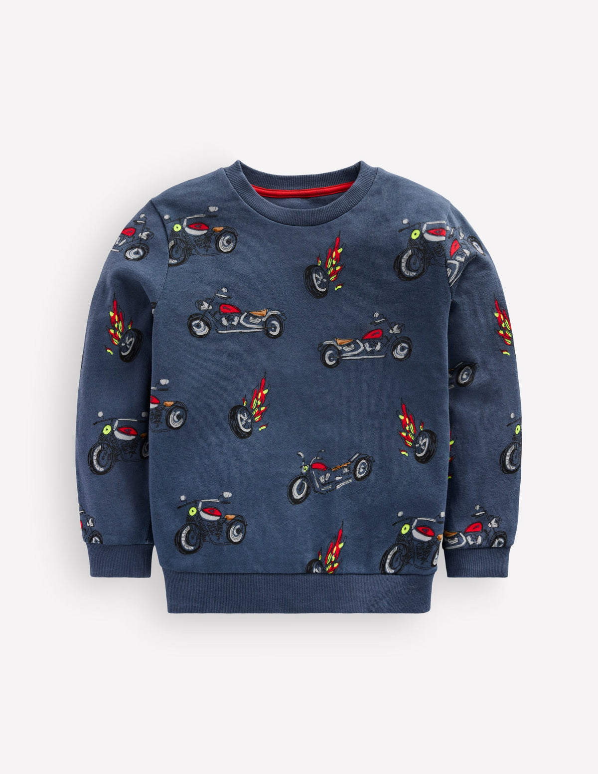 Everyday Printed Sweatshirt-Grey-Blue Motorbikes - Image 1