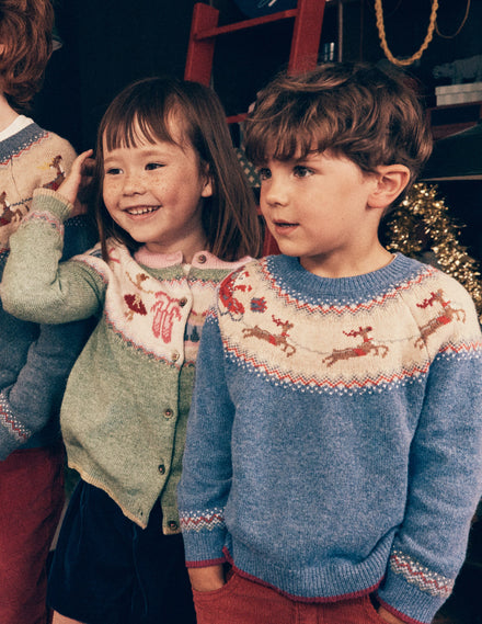 Fair Isle Jumper-Blue Marl Polar Post