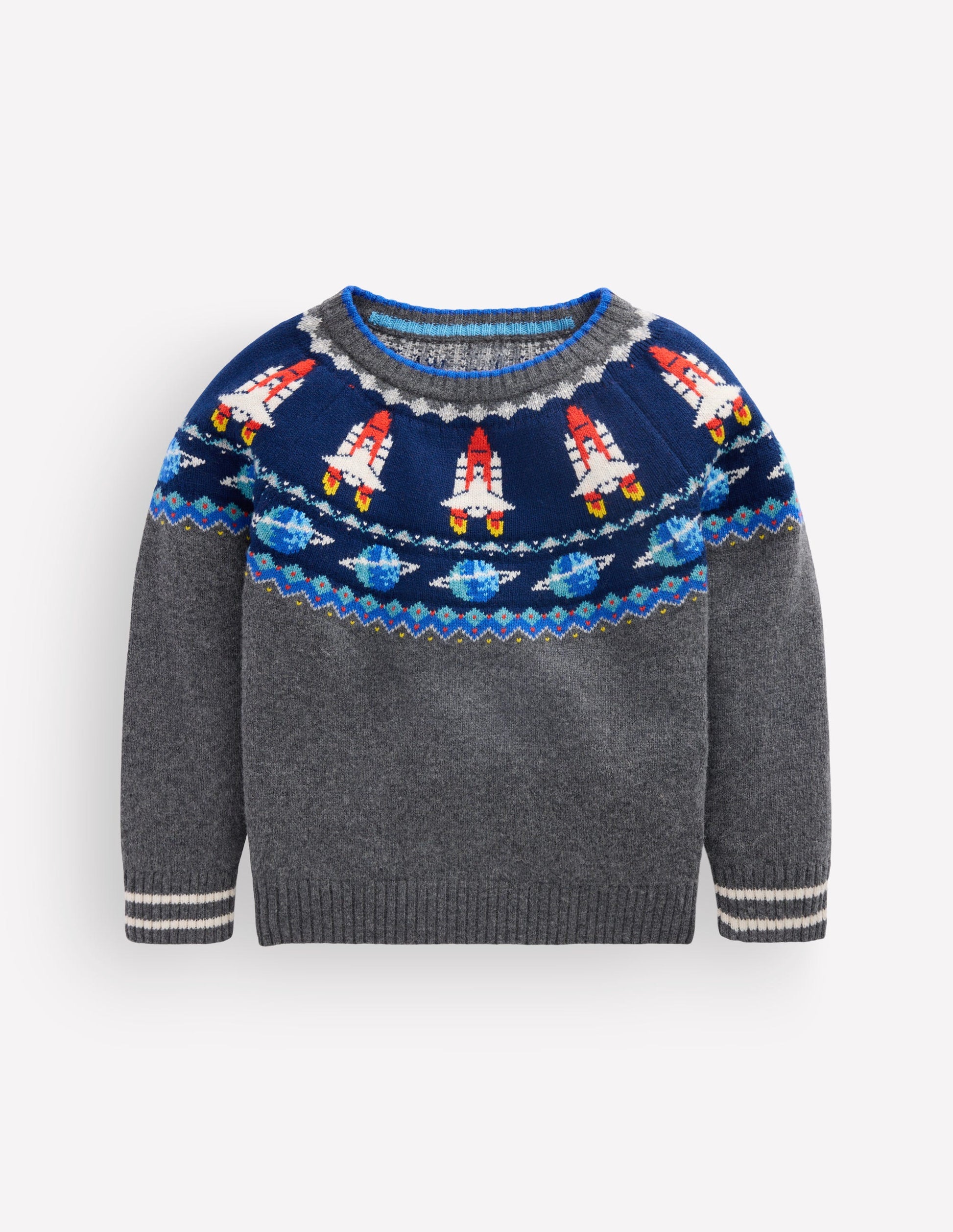 Fair Isle Jumper-Charcoal Marl Space-1