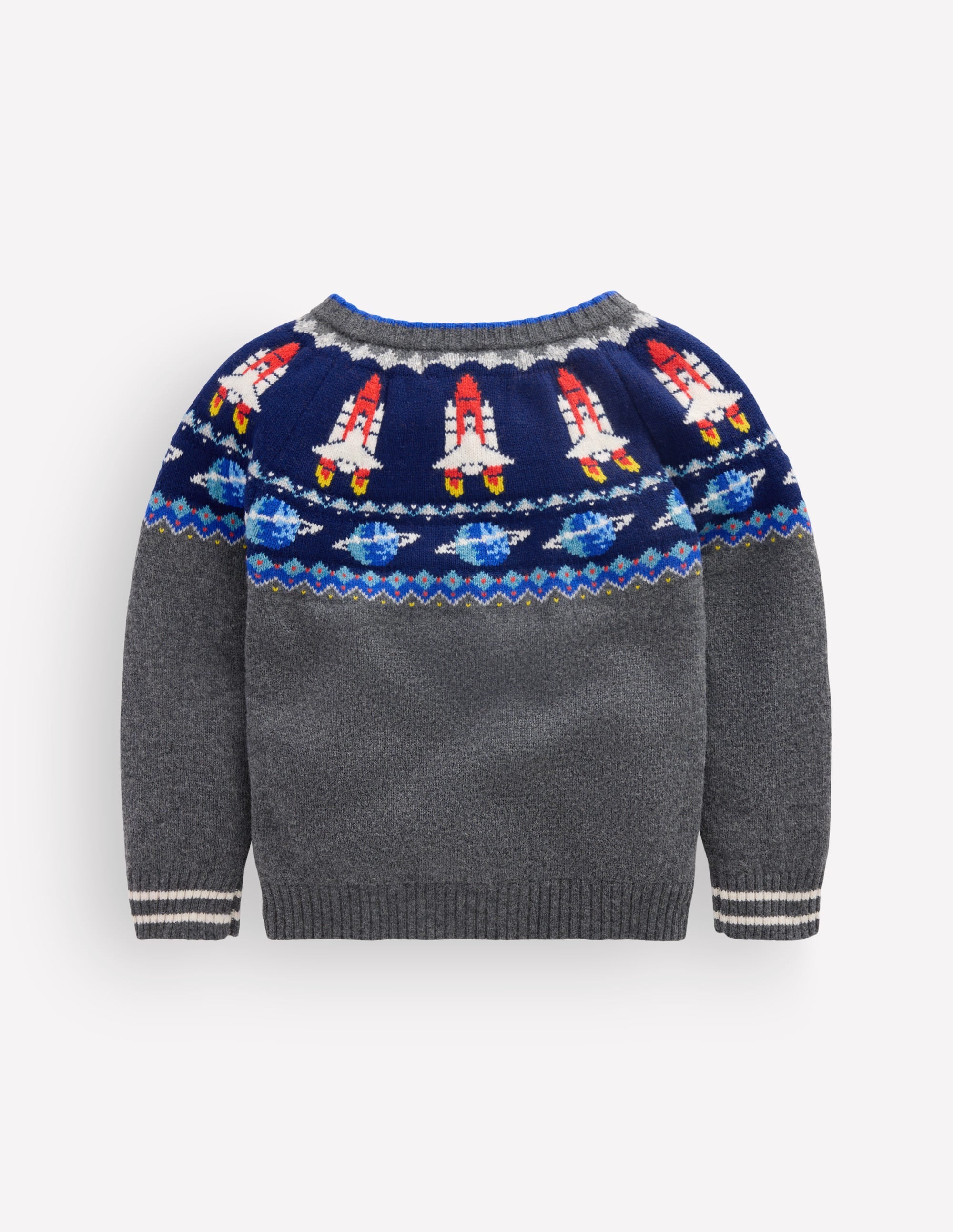 Fair Isle Jumper-Charcoal Marl Space - Image 2