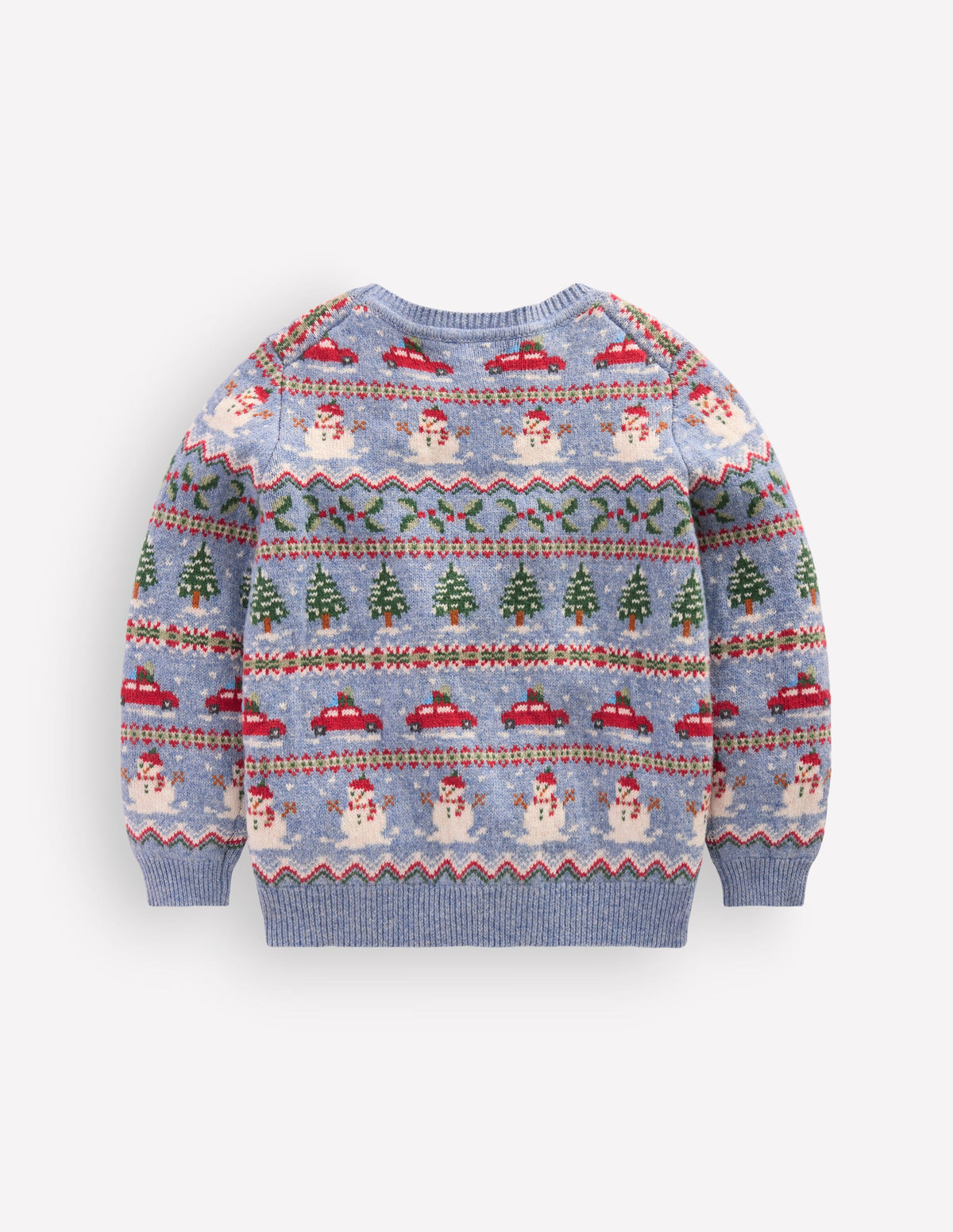 Fair Isle Jumper-Glacier Blue Christmas Cars-3
