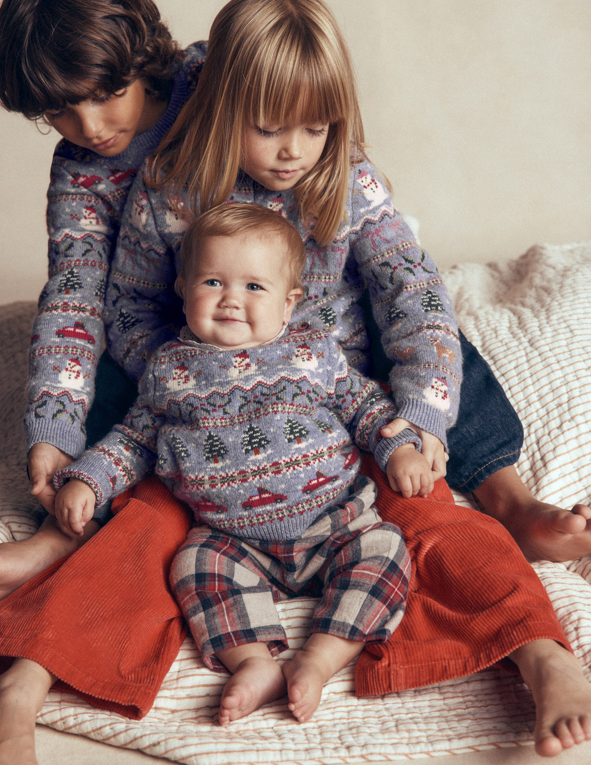 Fair Isle Jumper-Glacier Blue Christmas Cars - Image 1
