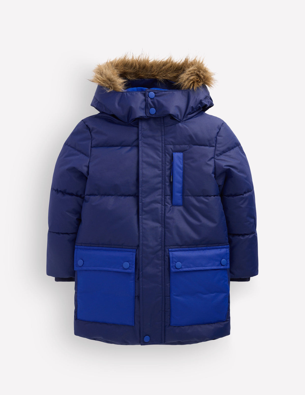 Fleece Lined Padded Coat-College Navy-1