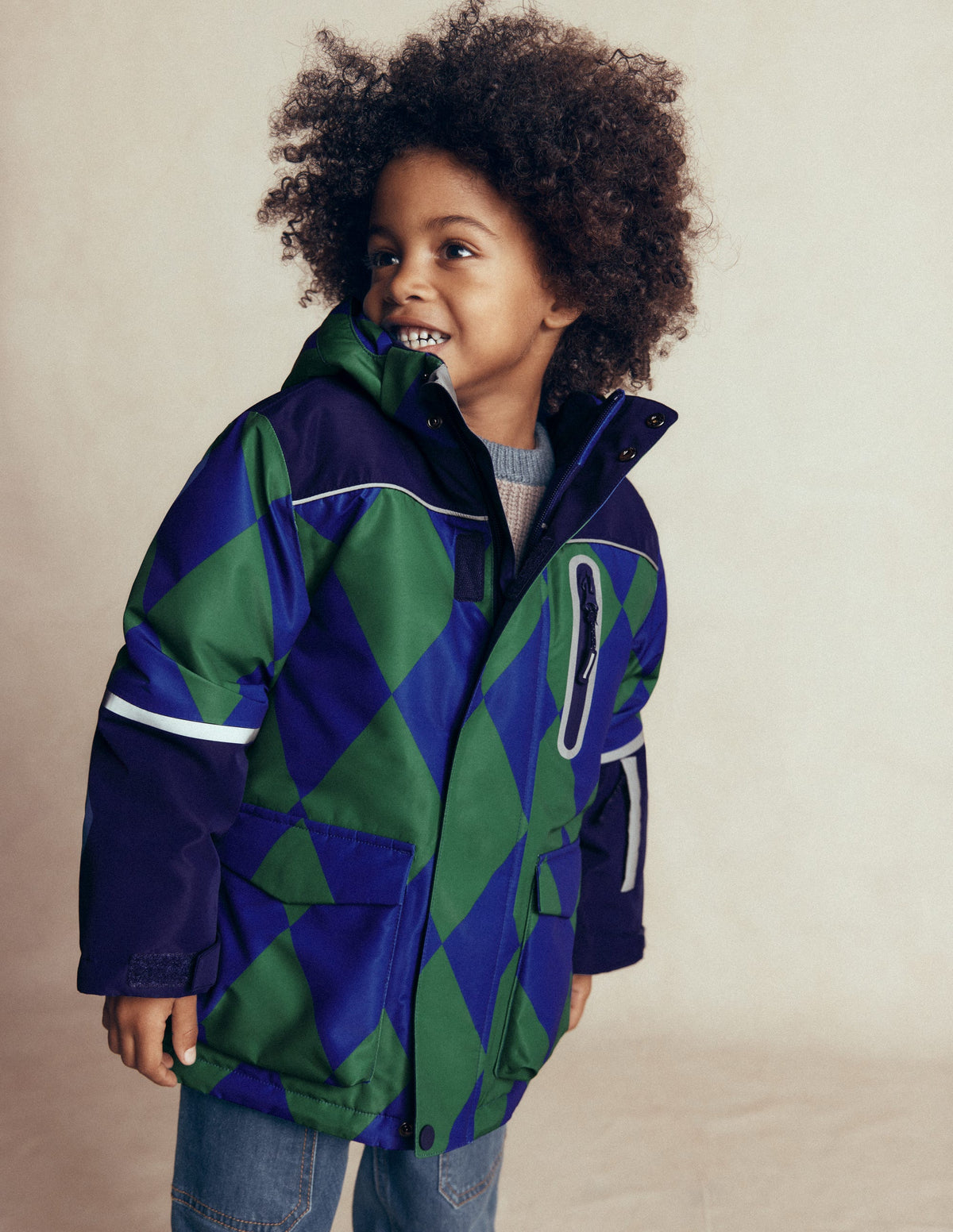 All-weather Waterproof Coat-Blue and Green - Image 1