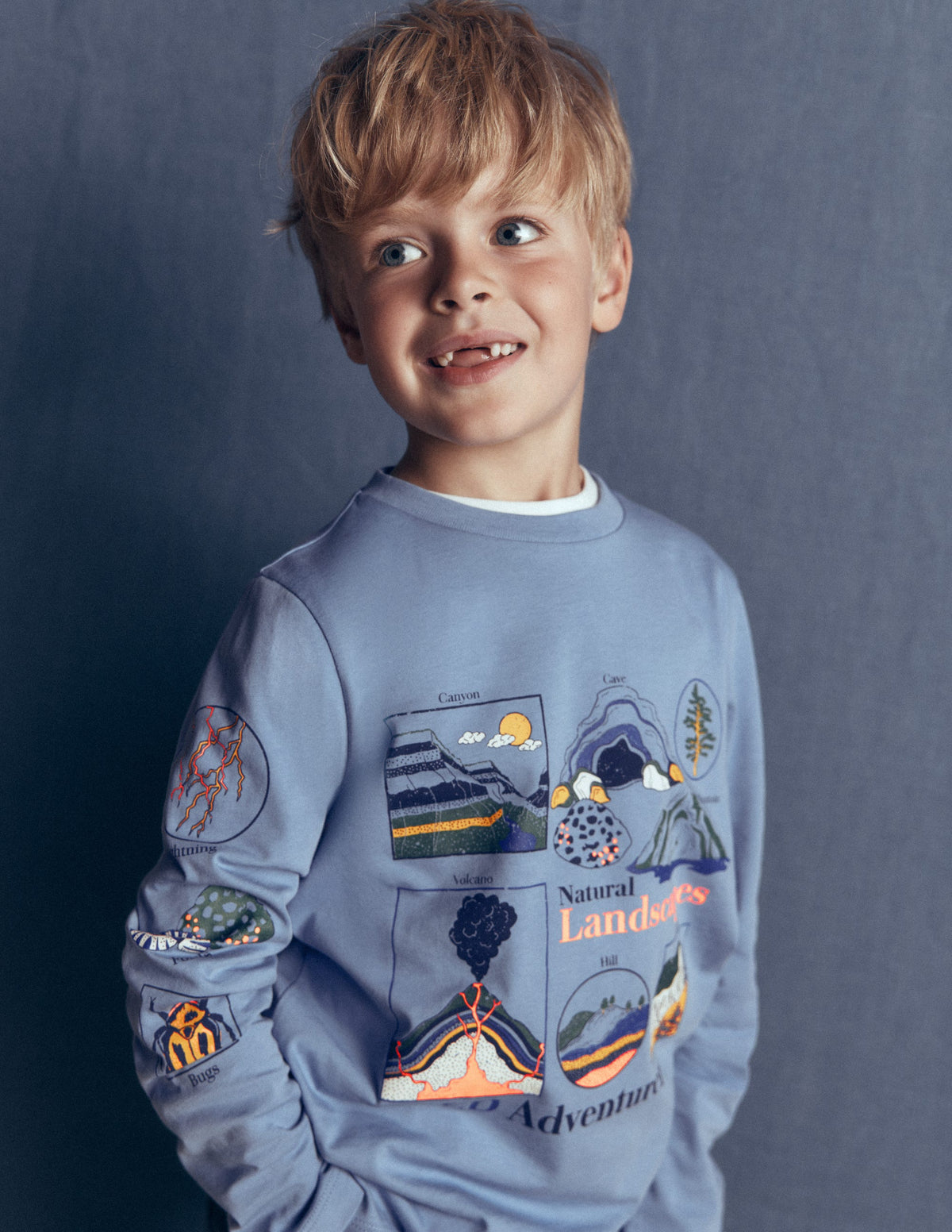 Long Sleeve Glow T-shirt-French Blue, Landscapes - Image 3