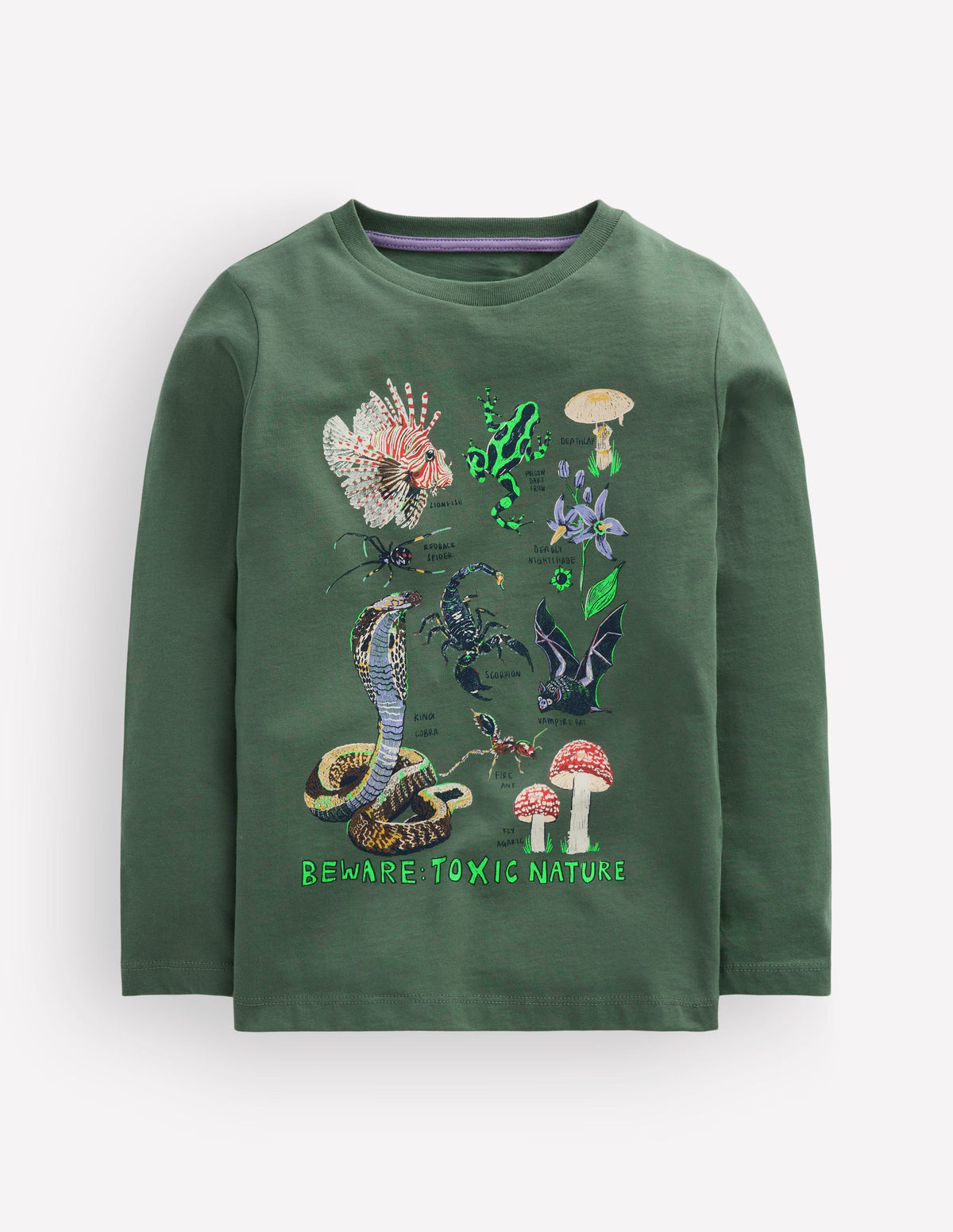 Long Sleeve Glow T-shirt-Bottle Green, Toxic Nature-4