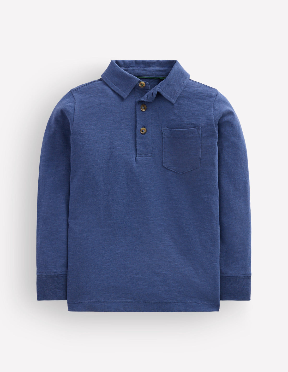 Long Sleeve Slub Polo-Denim Blue-1