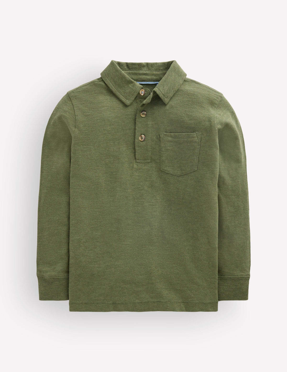 Long Sleeve Slub Polo-Green Marl - Image 1