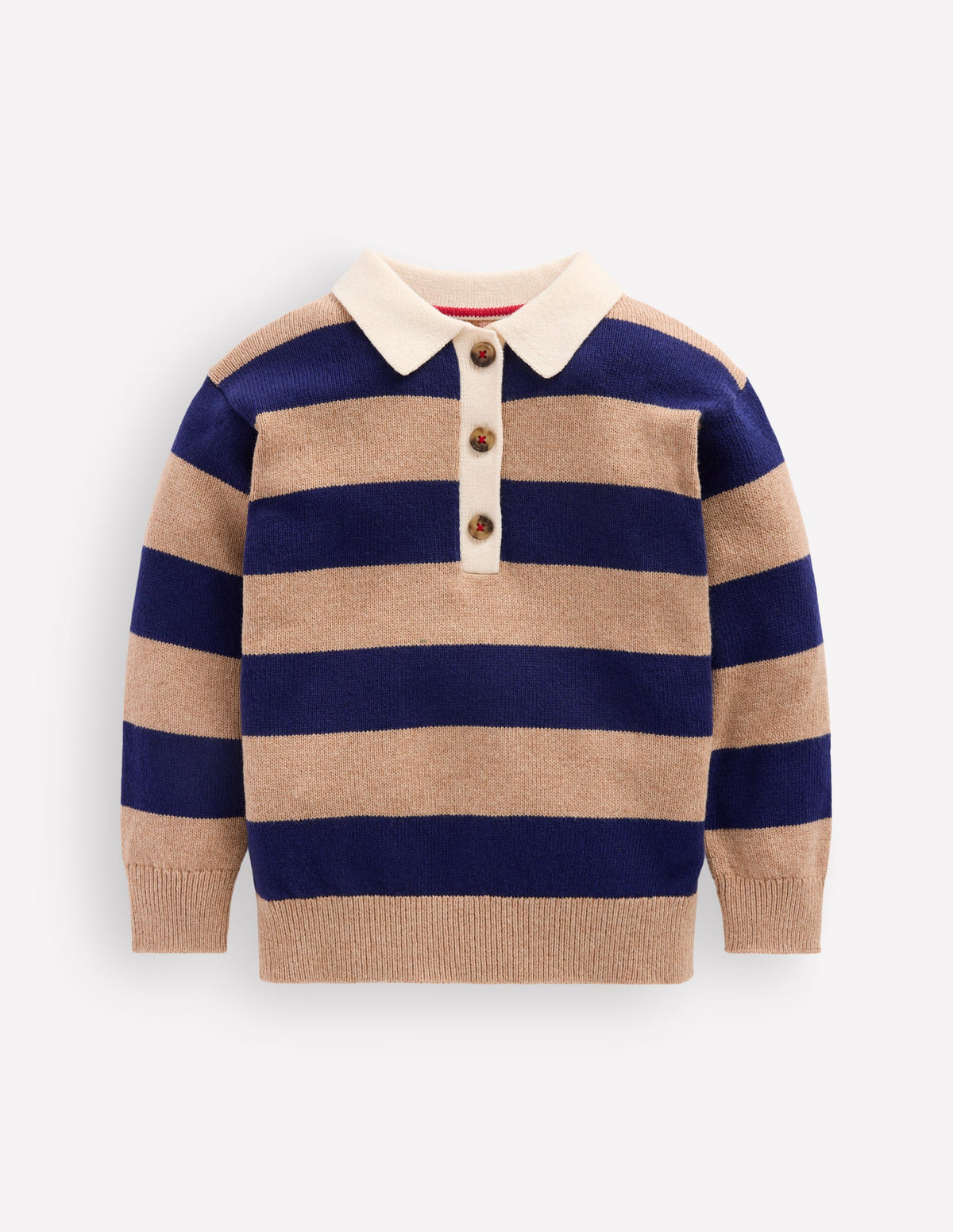 Knitted Rugby Jumper-Blue and Brown Stripe - Image 1