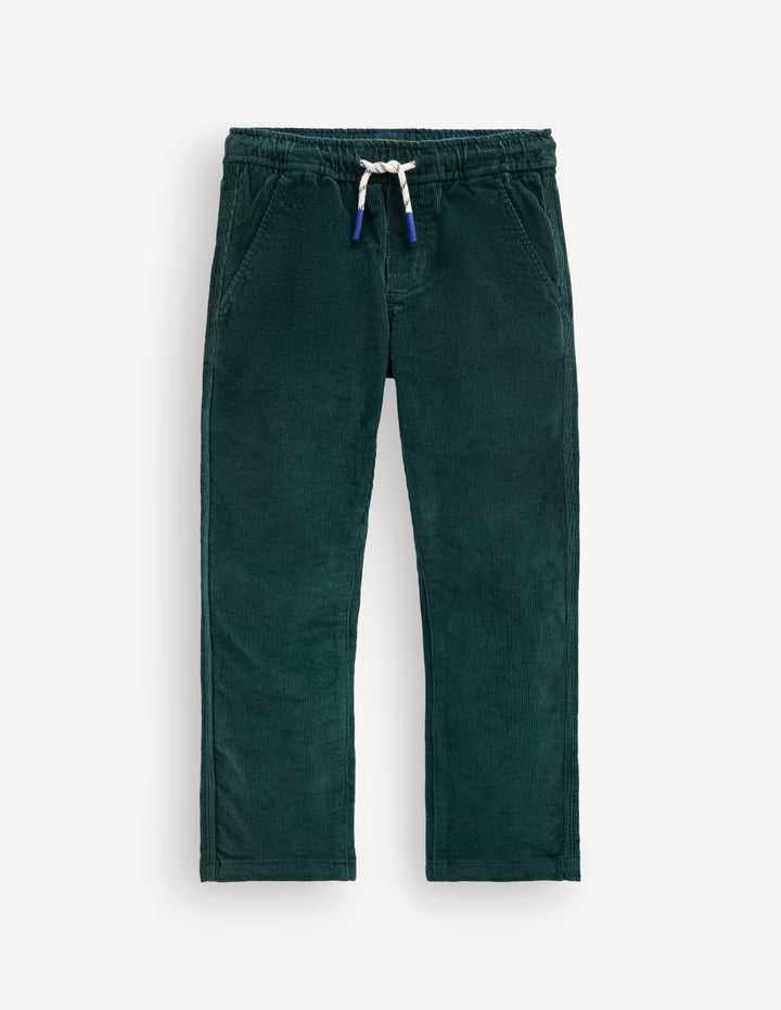 Slim Pull-on Trousers-Dark Green Cord