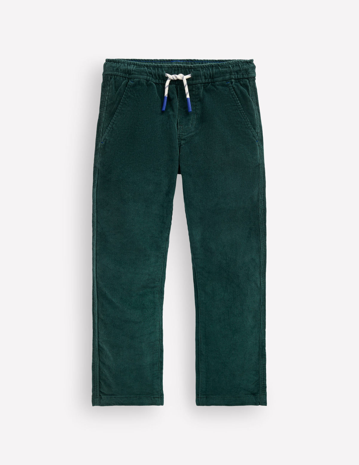 Slim Pull-on Trousers-Dark Green Cord-1