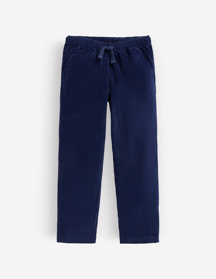 Easy Straight Cord Trousers-Navy
