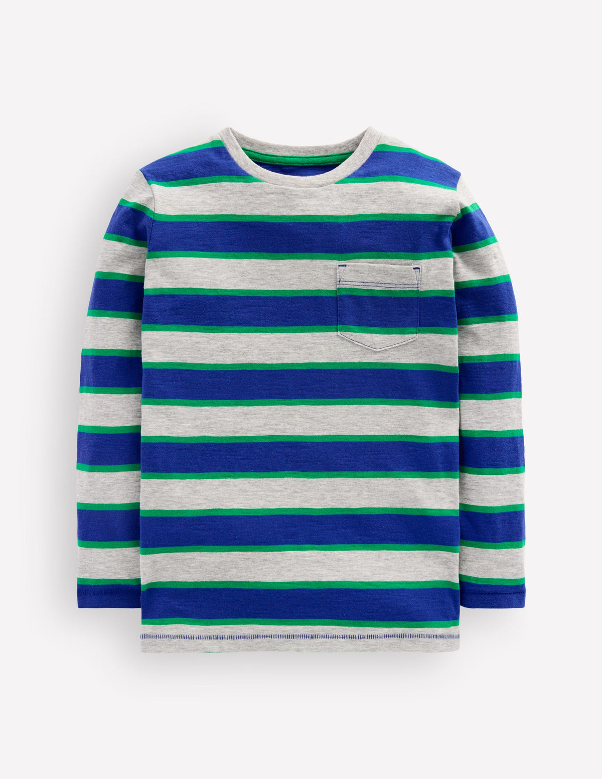 Everyday Long Sleeve T-Shirt-Grey Marl/Blue/Green-1