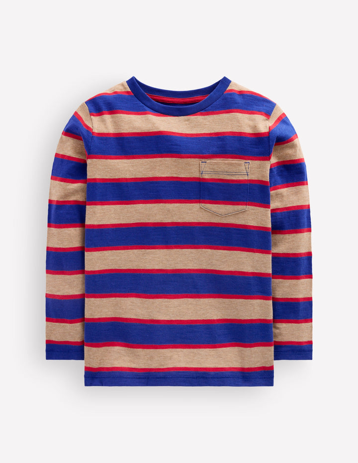 Everyday Long Sleeve T-Shirt-Brown/Blue/Red