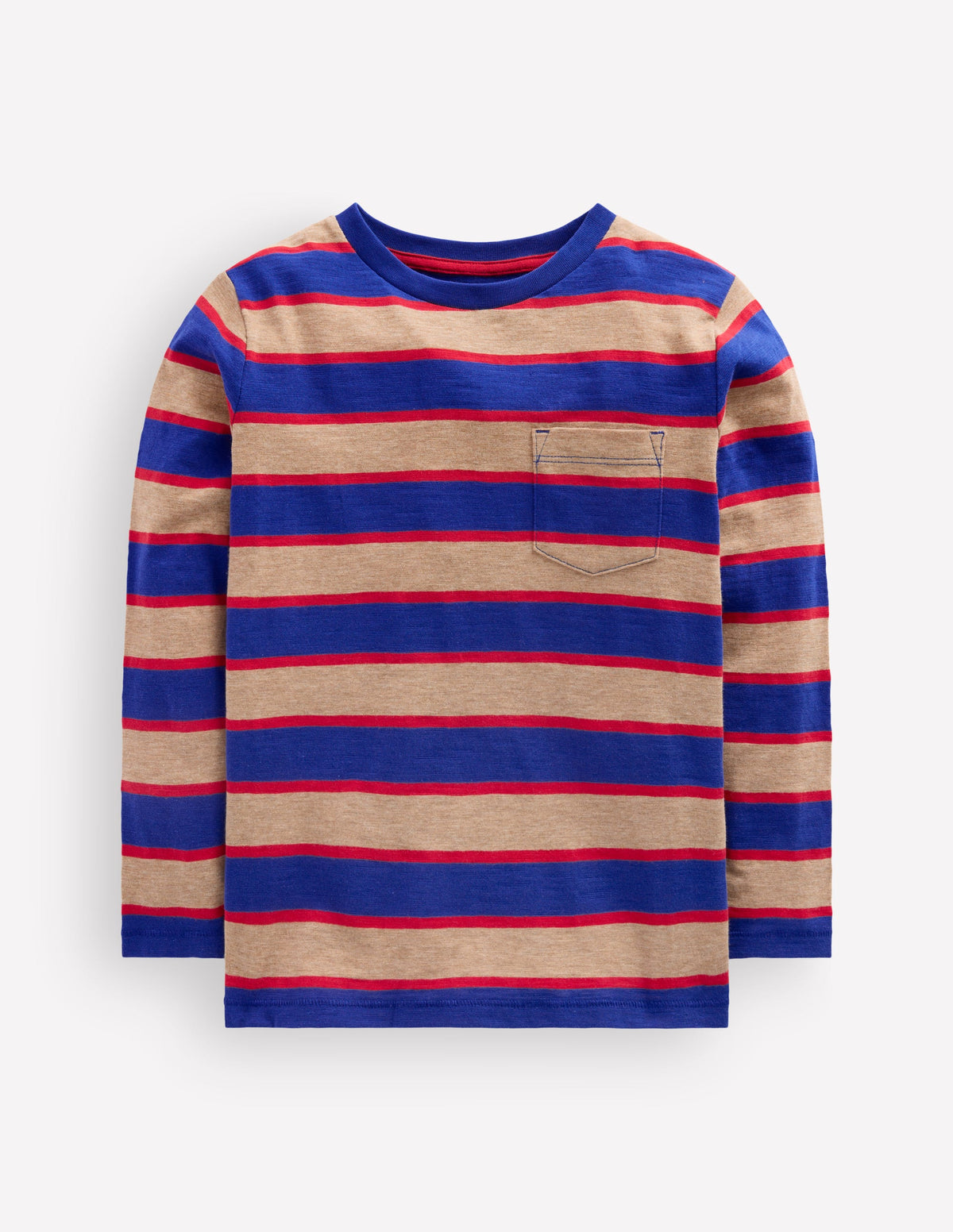 Everyday Long Sleeve T-Shirt-Brown/Blue/Red - Image 1