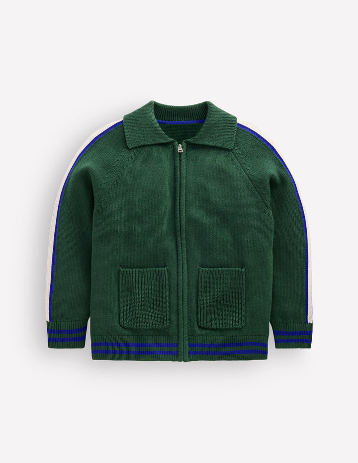 Smart Zip-through Jumper-Brunswick Green Marl