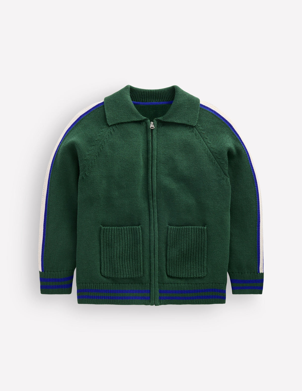 Smart Zip-through Jumper-Brunswick Green Marl-2