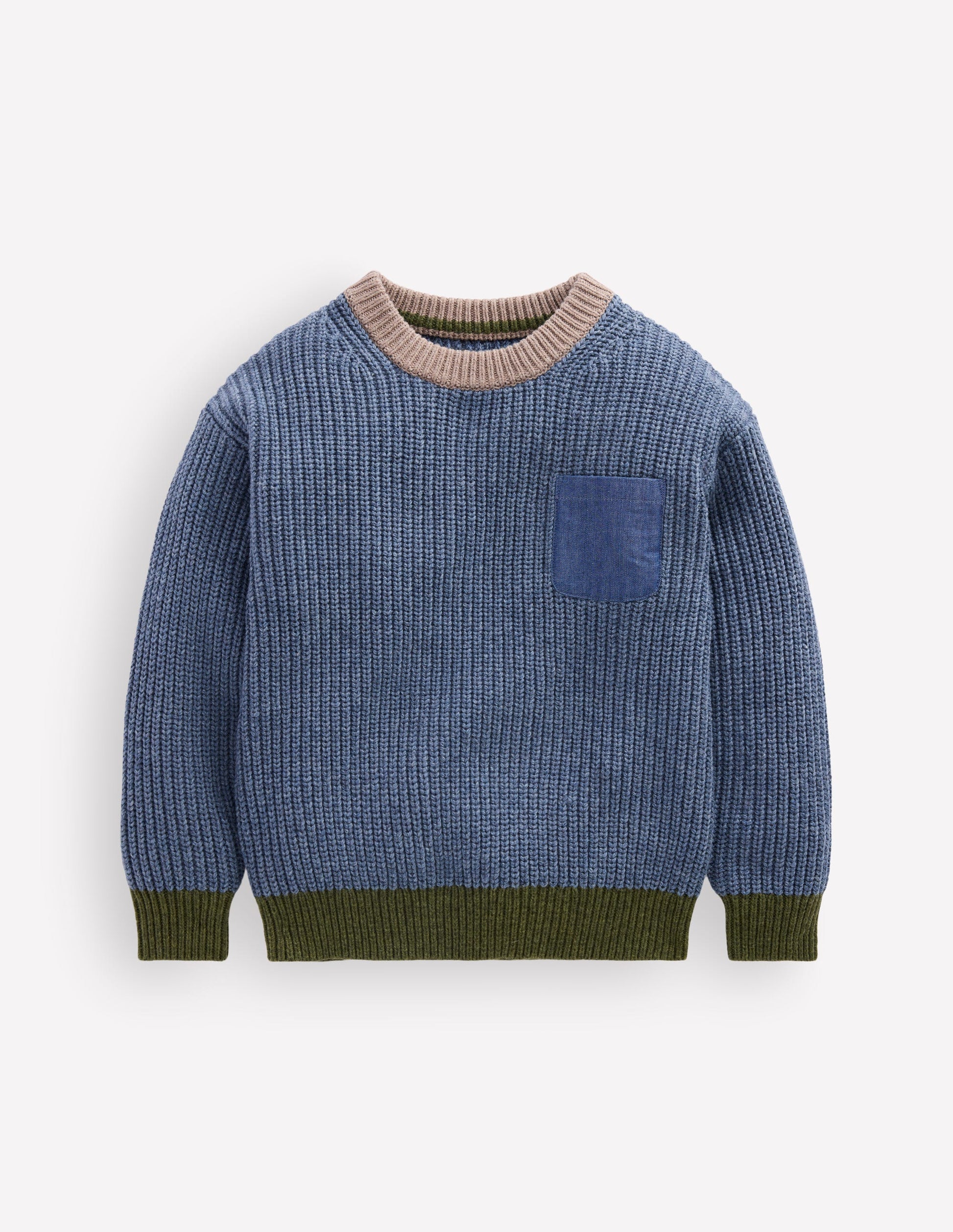 Colour Block Jumper-Navy Melange-5