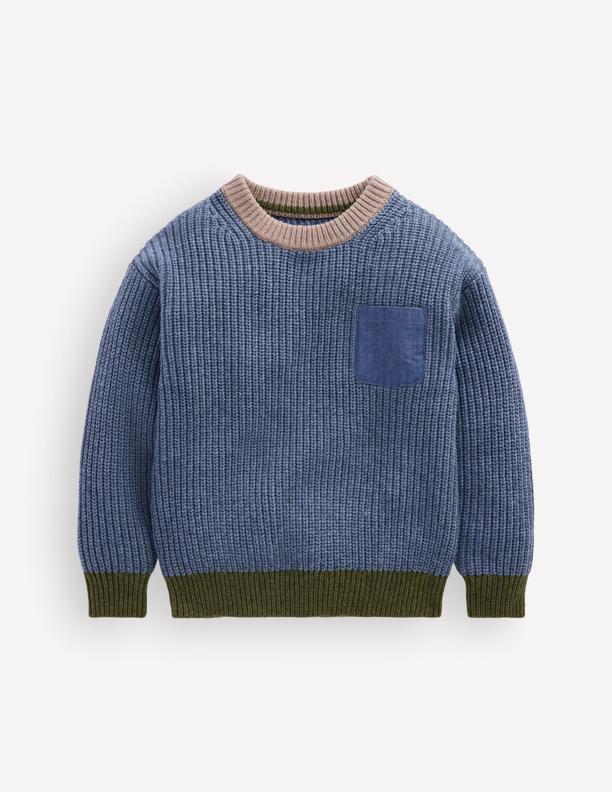 Colour Block Jumper-Navy Melange - Image 5