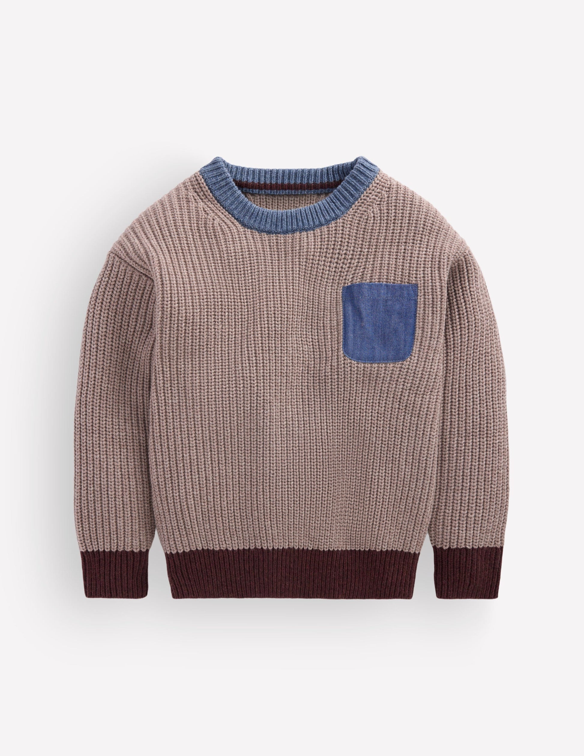 Colour Block Jumper-Stone Melange-1