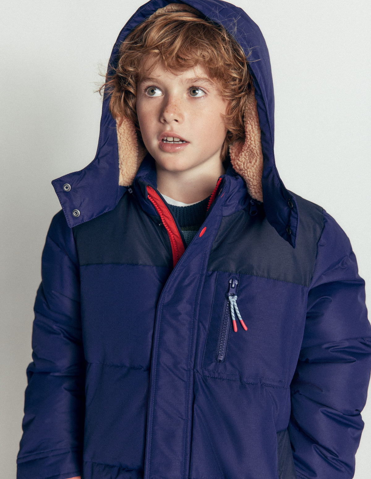 Borg Lined Puffer Coat-College Navy-1