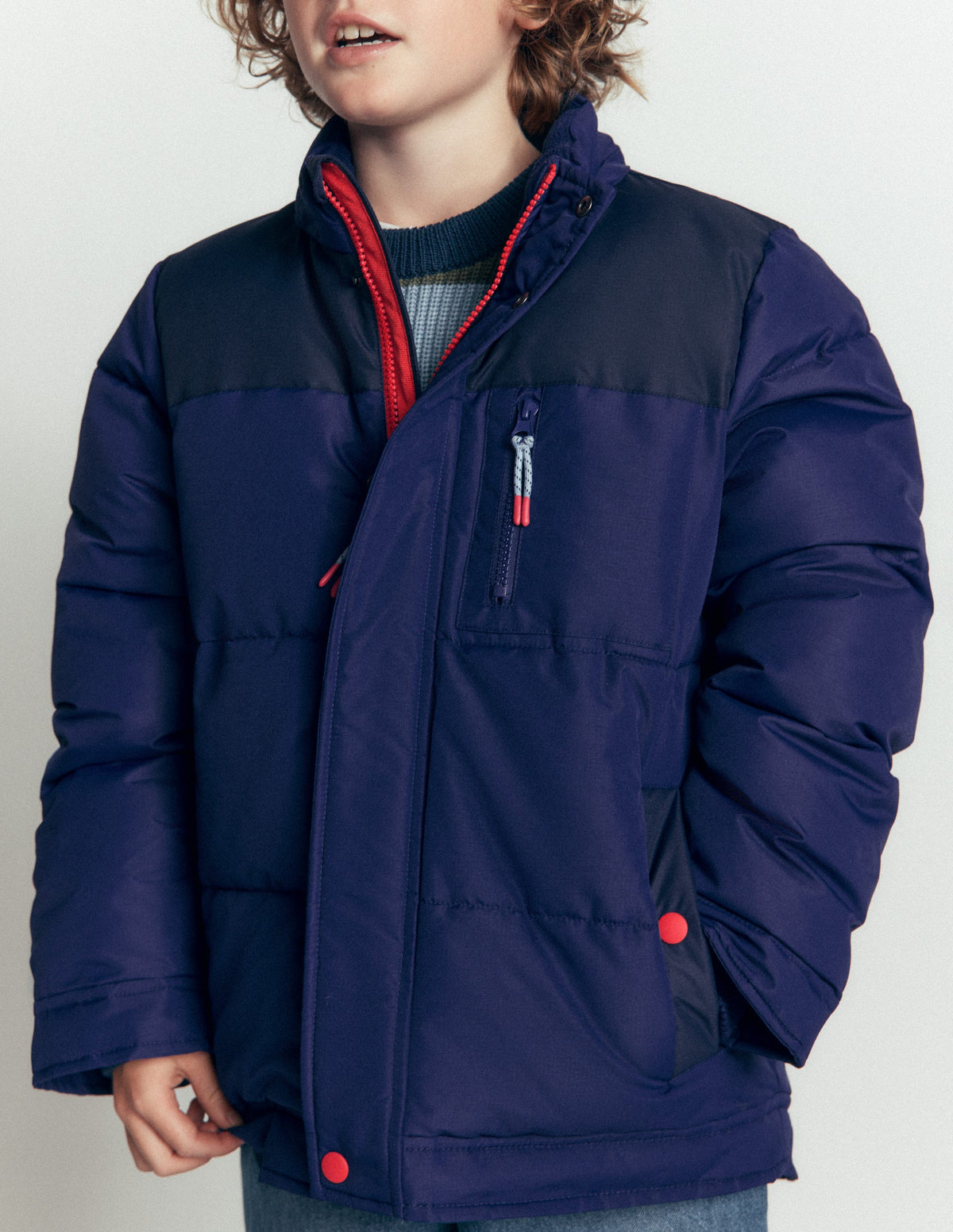 Borg Lined Puffer Coat-College Navy - Image 2