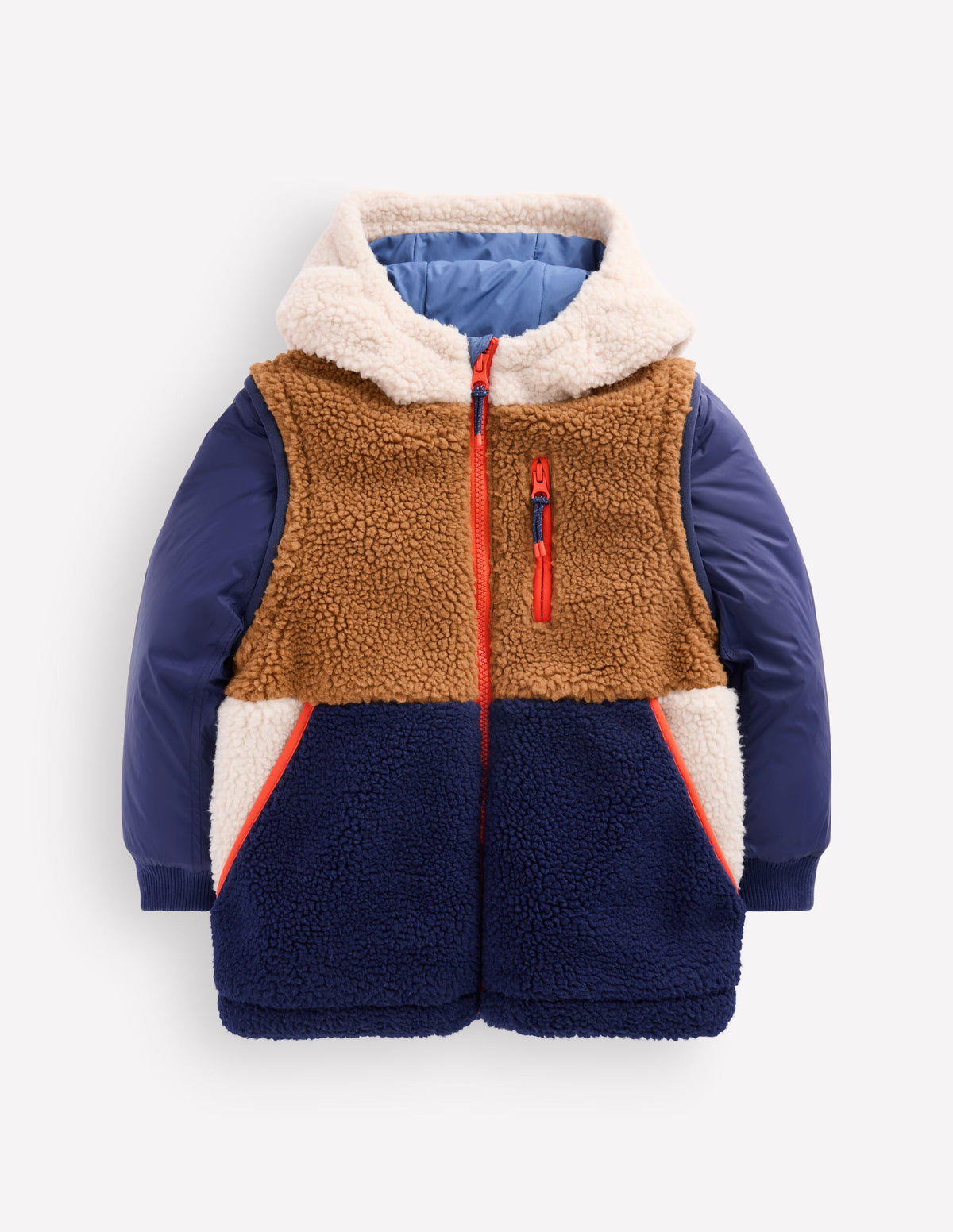 2-in-1 Borg Mix Panel Jacket-Navy - Image 1